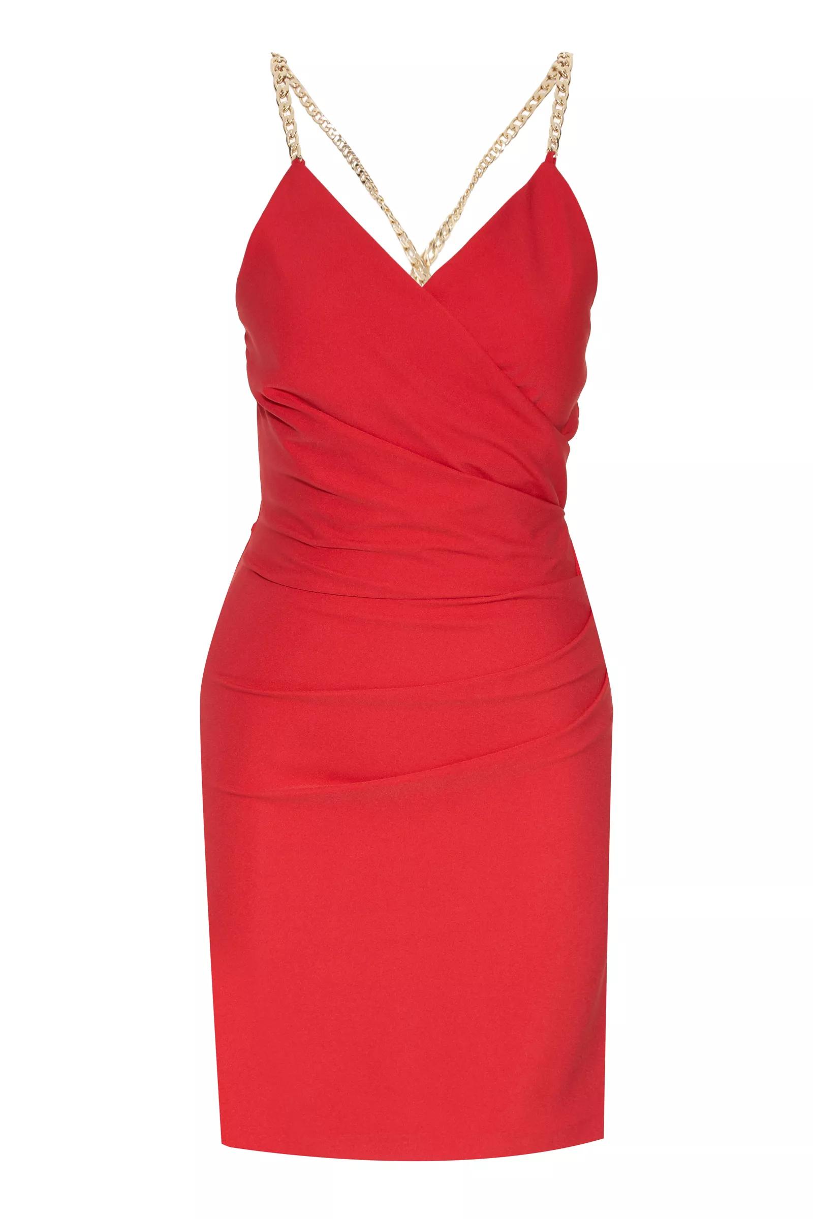 Red crepe sleeveless mini dress