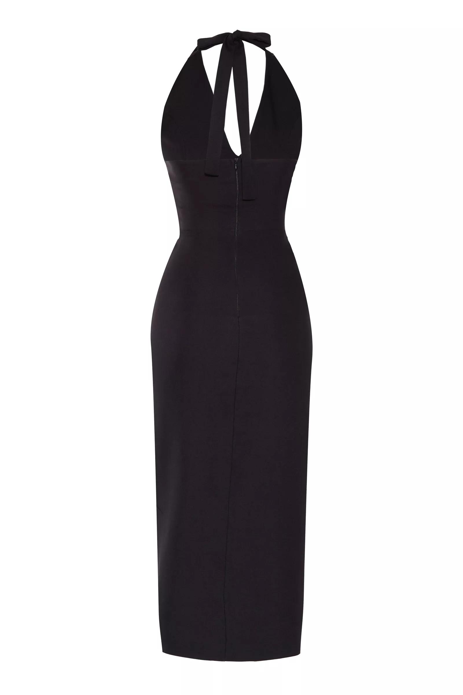 Black Crepe Sleeveless Midi Dress