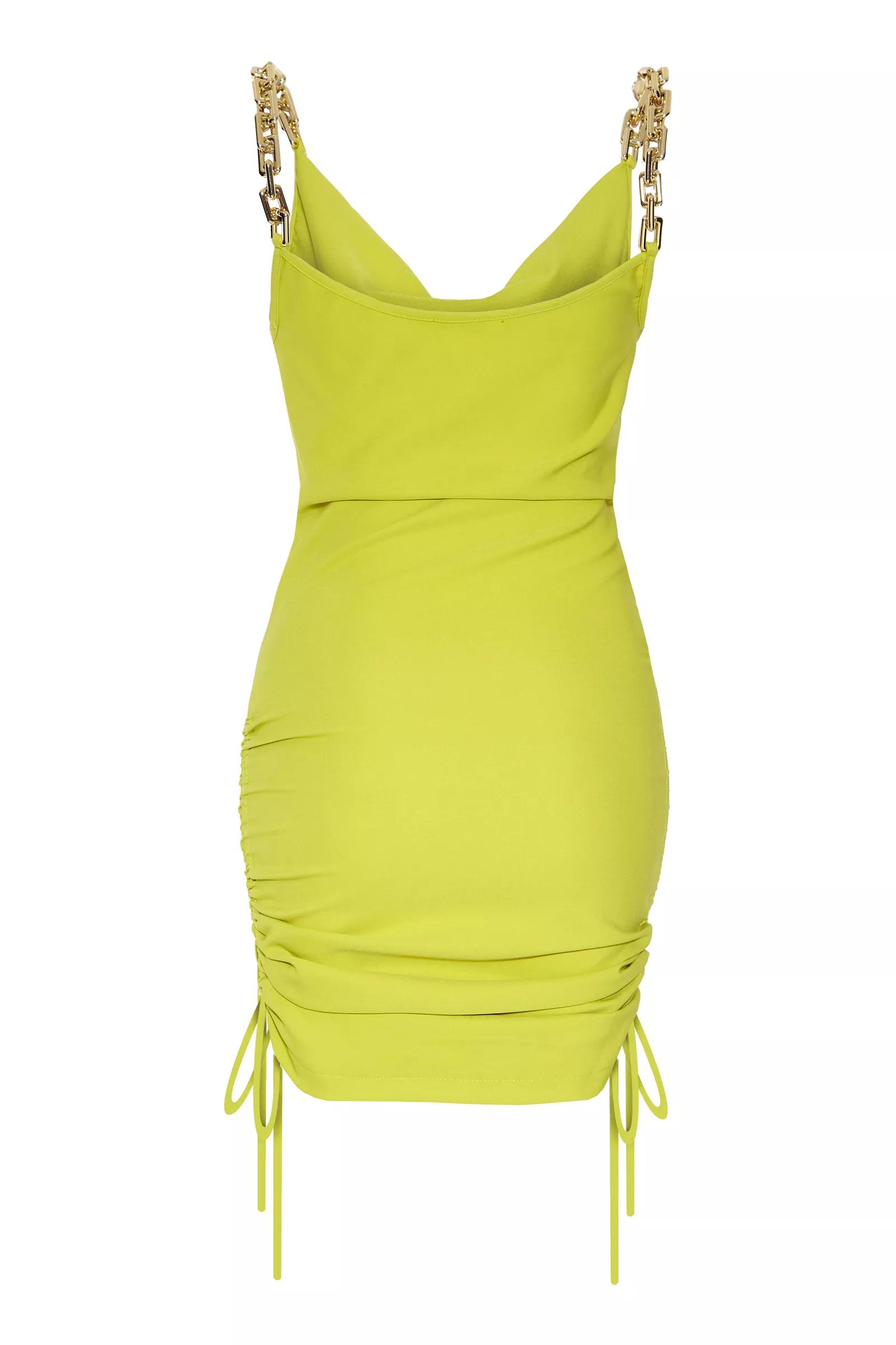 Peanut Green Crepe Sleeveless Mini Dress