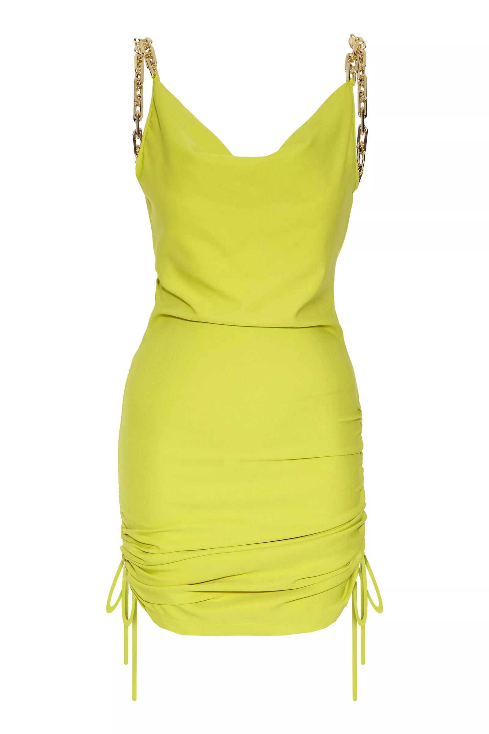 Peanut Green Crepe Sleeveless Mini Dress