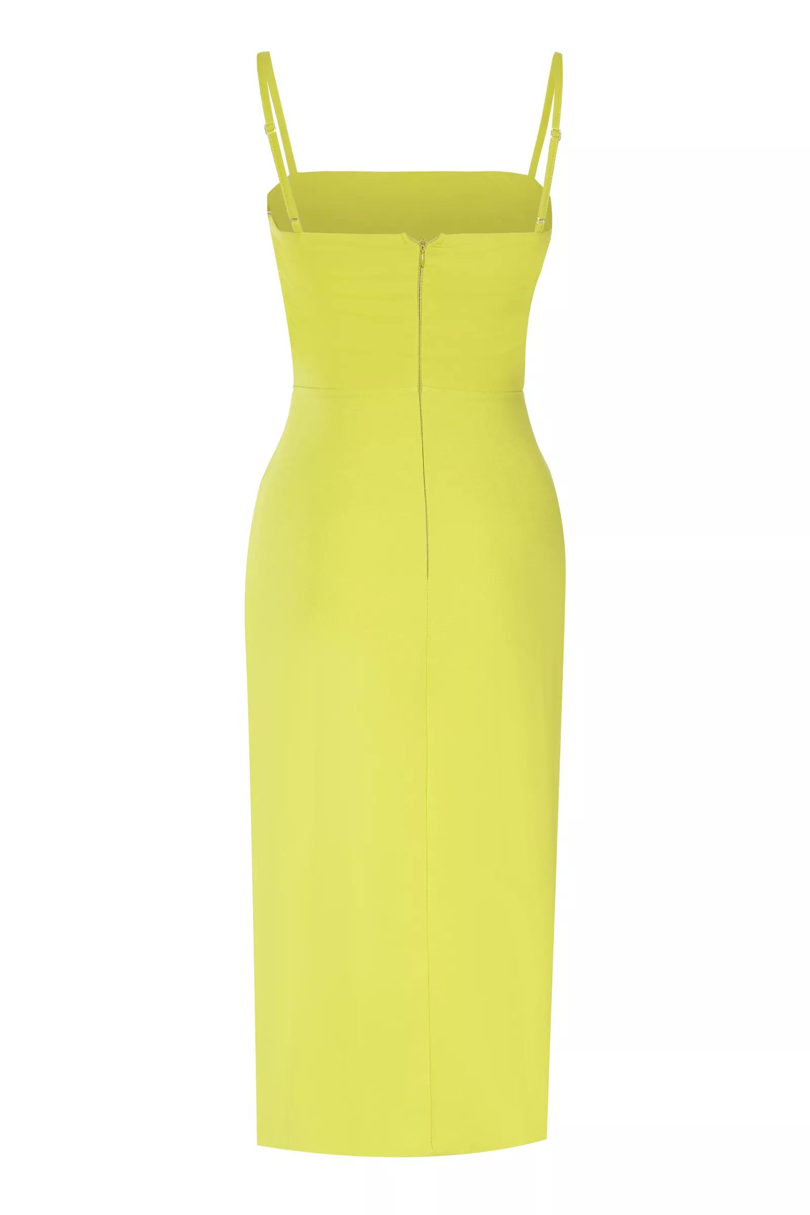 Peanut Green Crepe Sleeveless Midi Dress