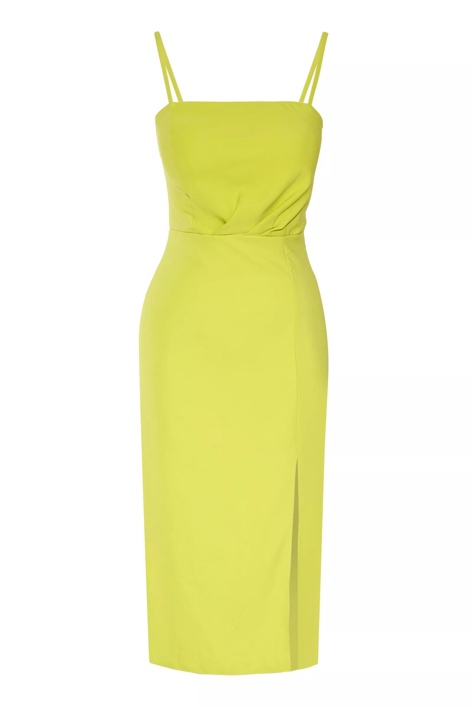 Peanut Green Crepe Sleeveless Midi Dress