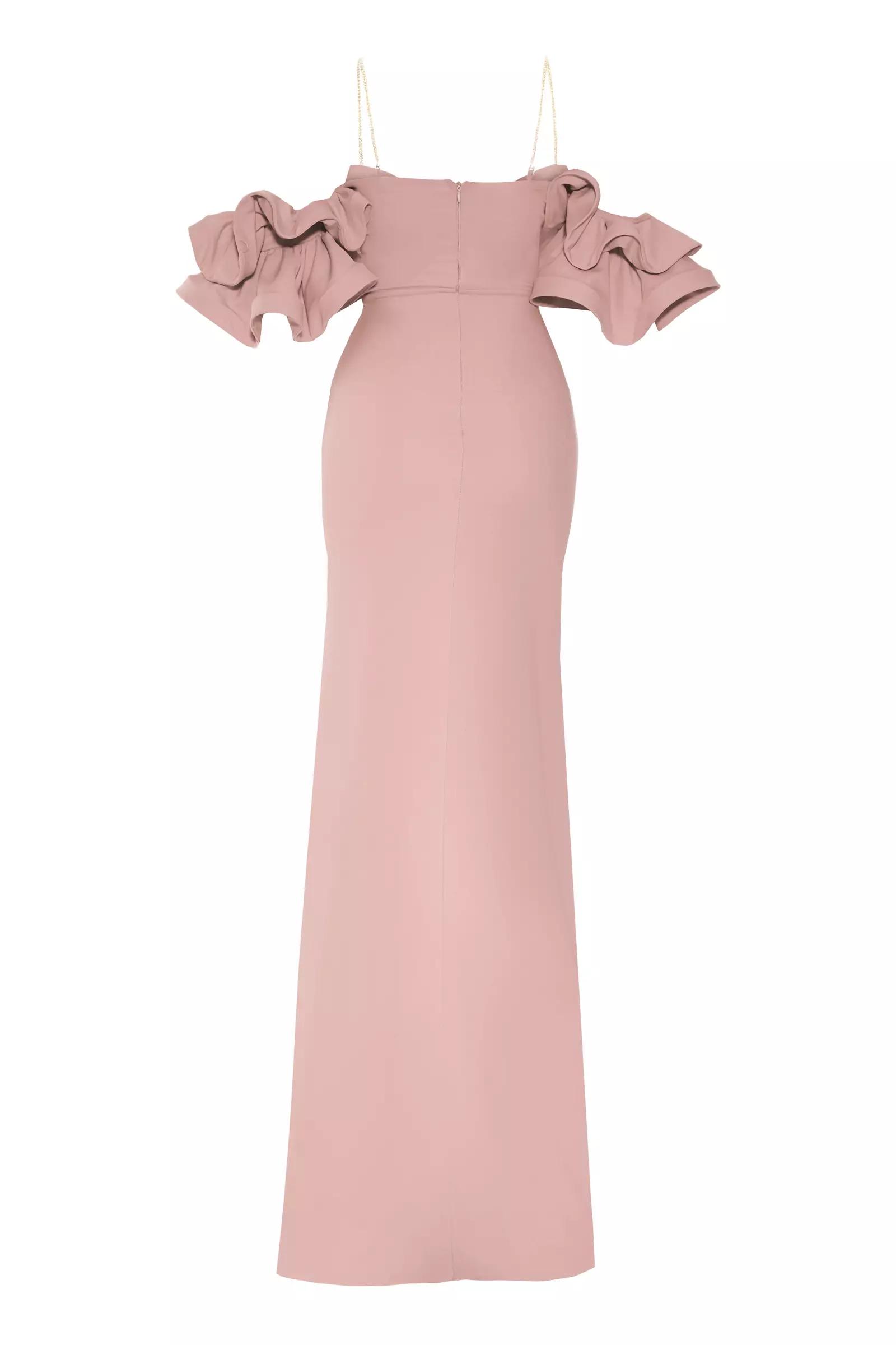 Blush crepe short sleeve maxi dress