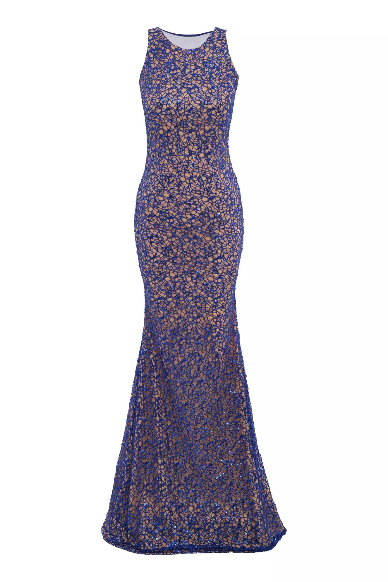 Blue lace sleeveless maxi dress