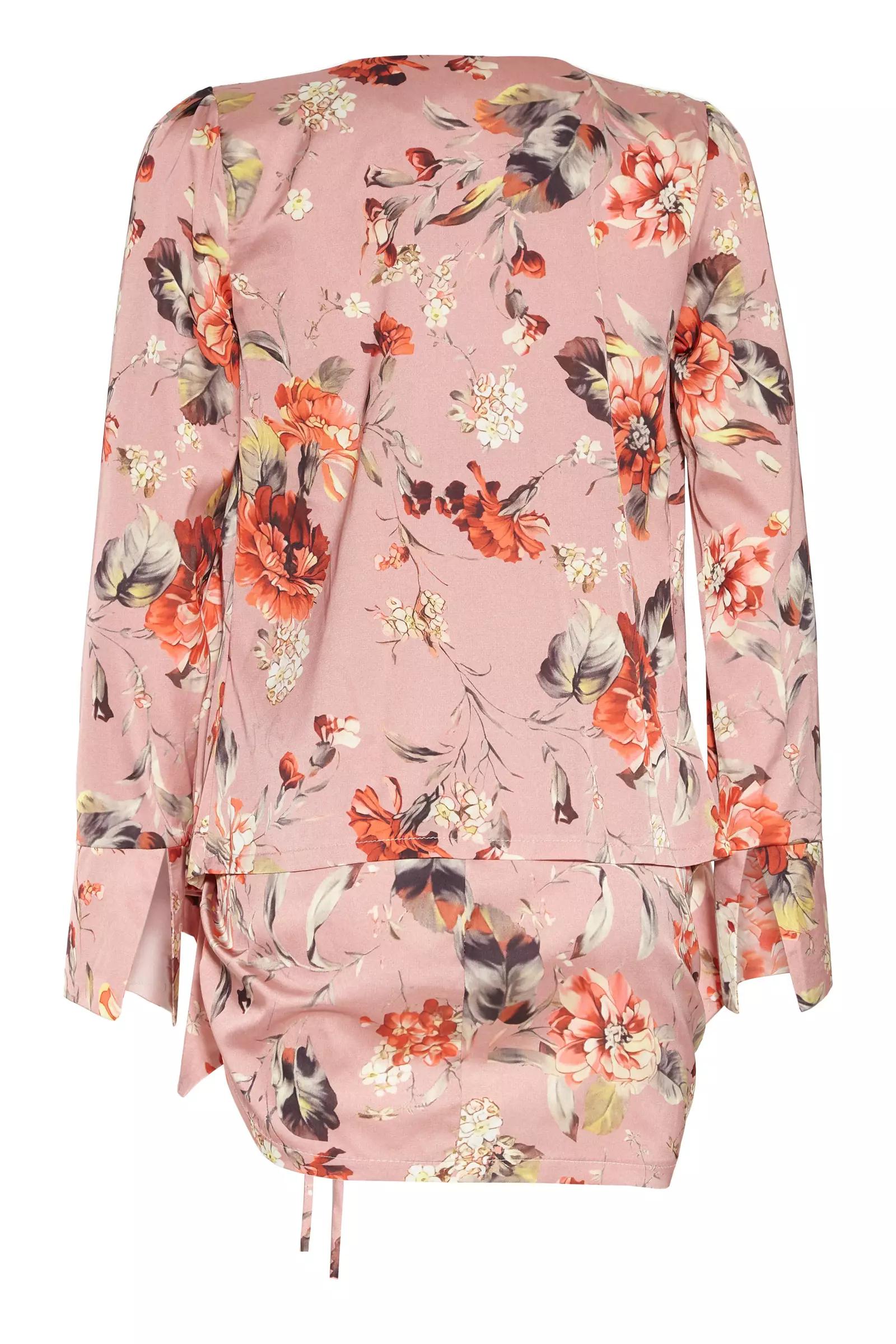 Printed satin long sleeve mini