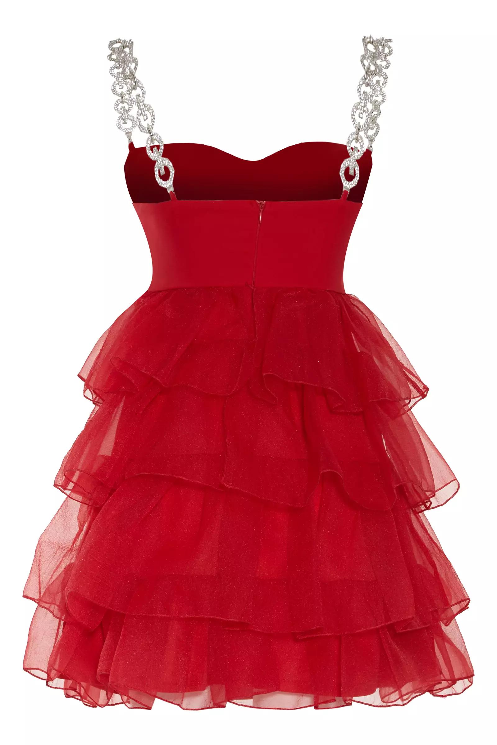 Red Crepe Sleeveless Mini Dress