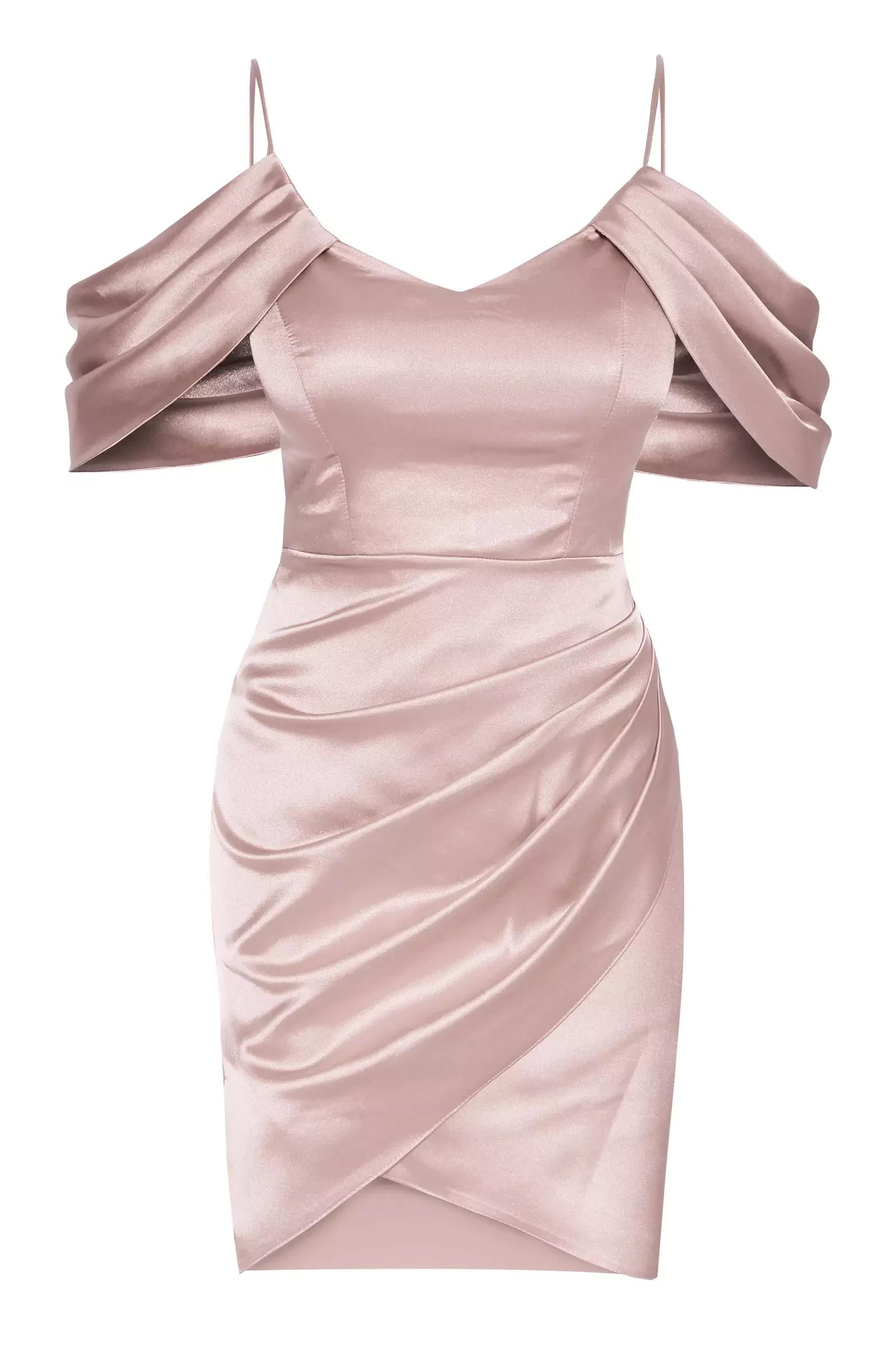 Blush plus size satin short sleeve mini dress