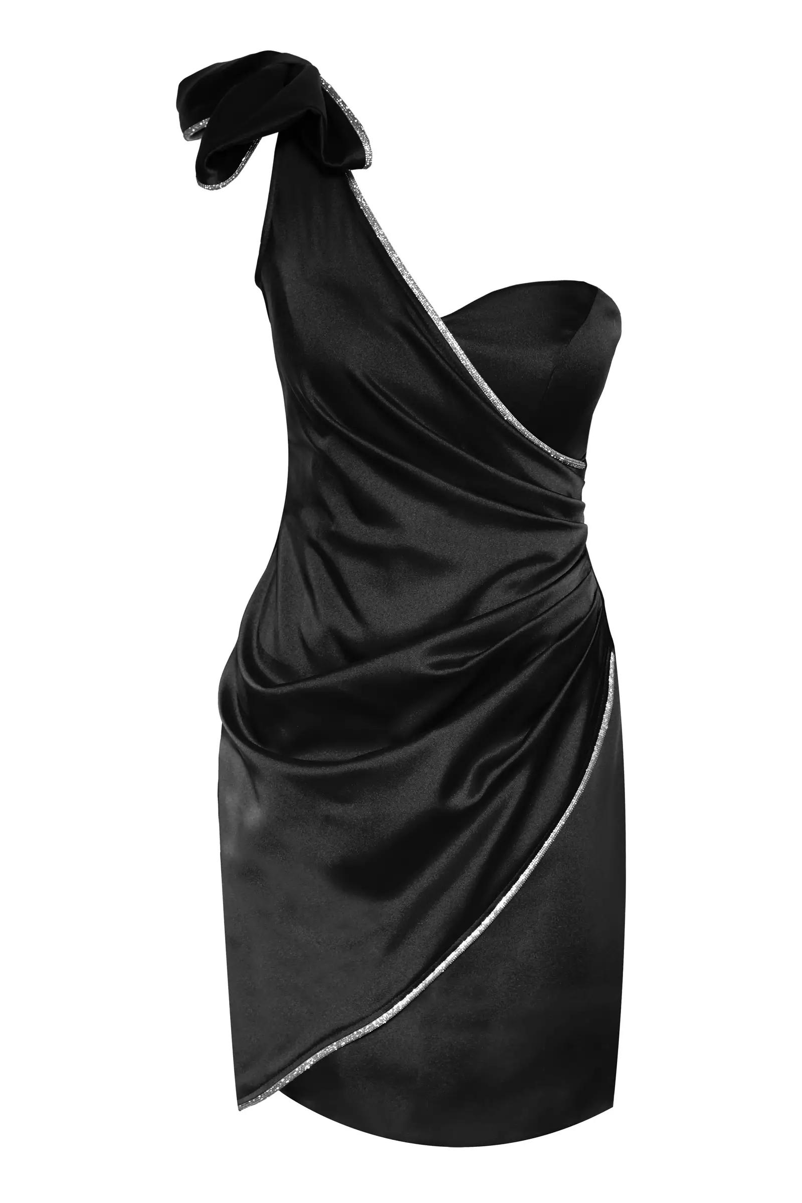 Black plus size satin sleeveless mini dress