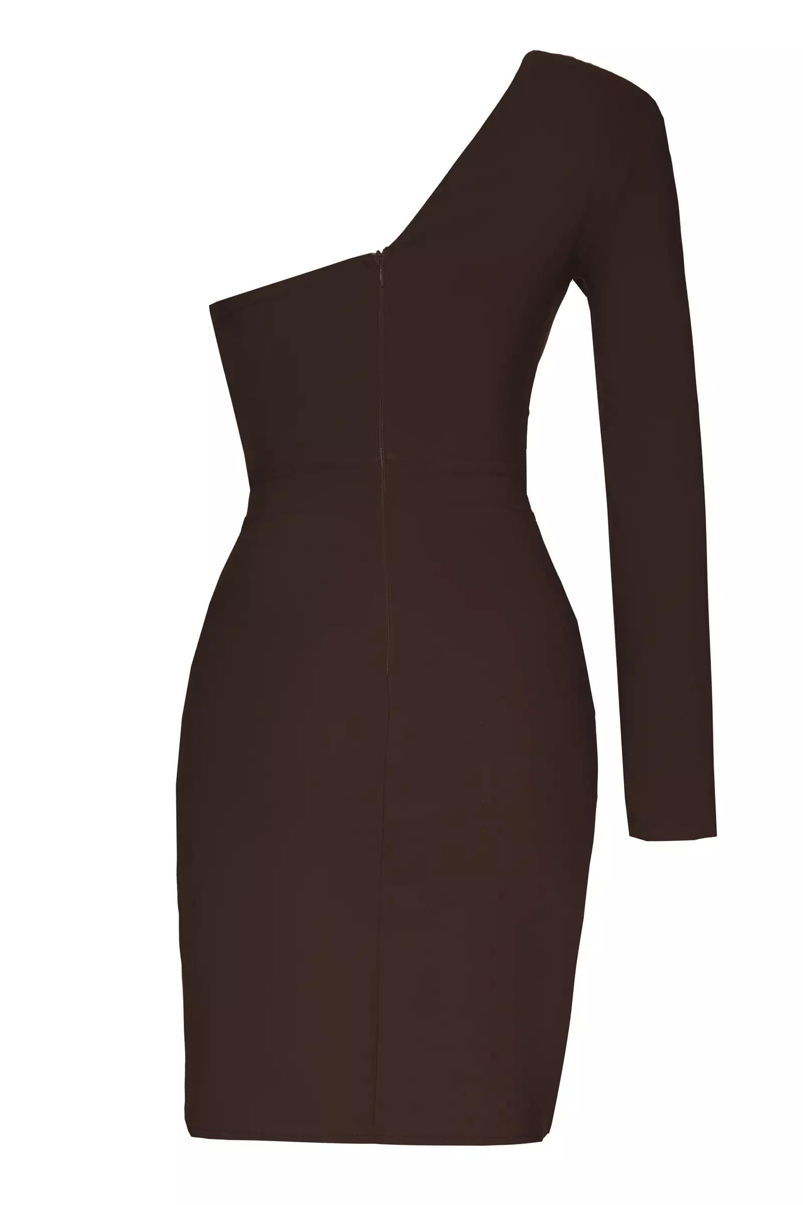 Brown crepe one arm mini dress