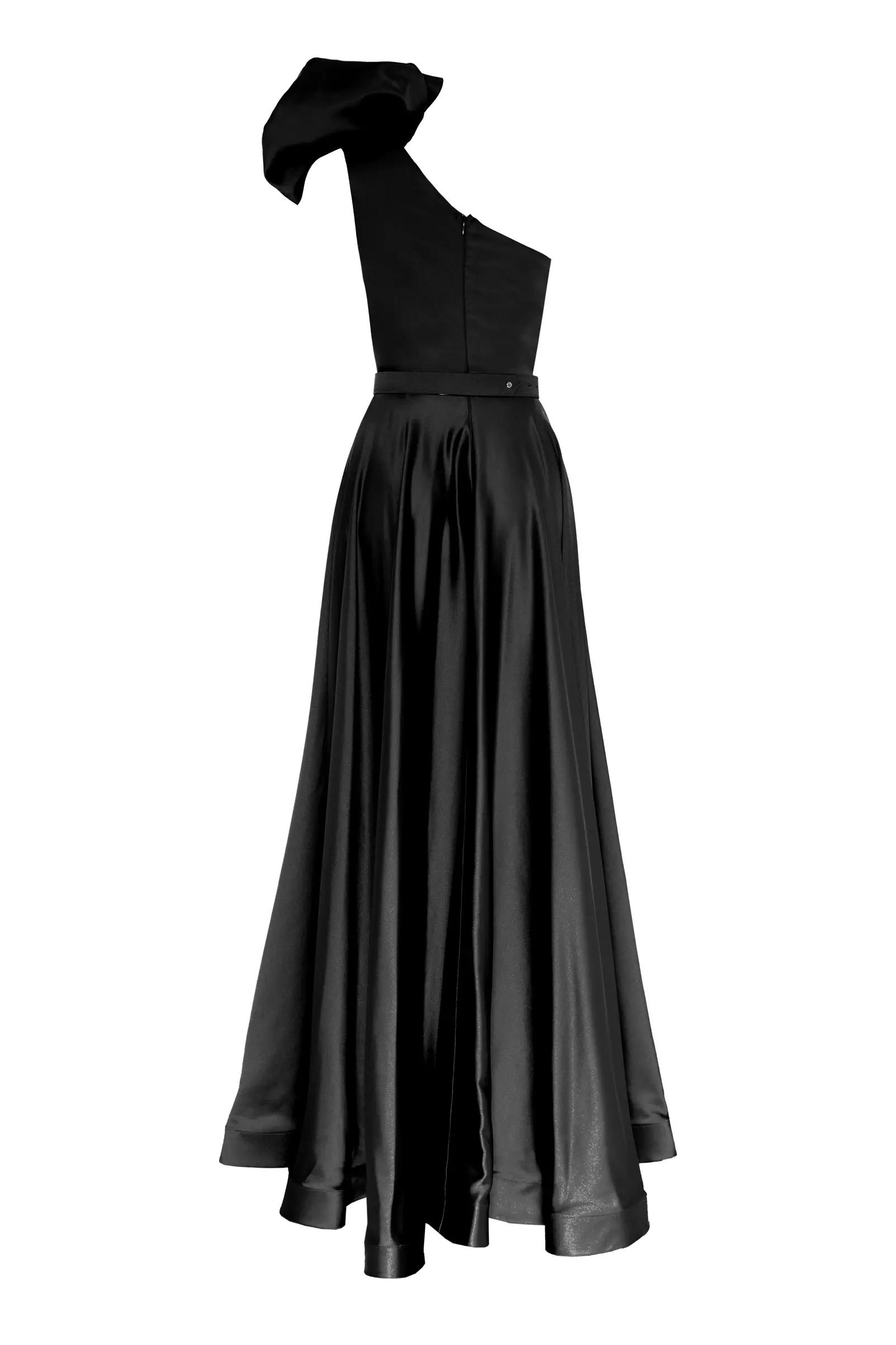 Black satin sleeveless maxi dress