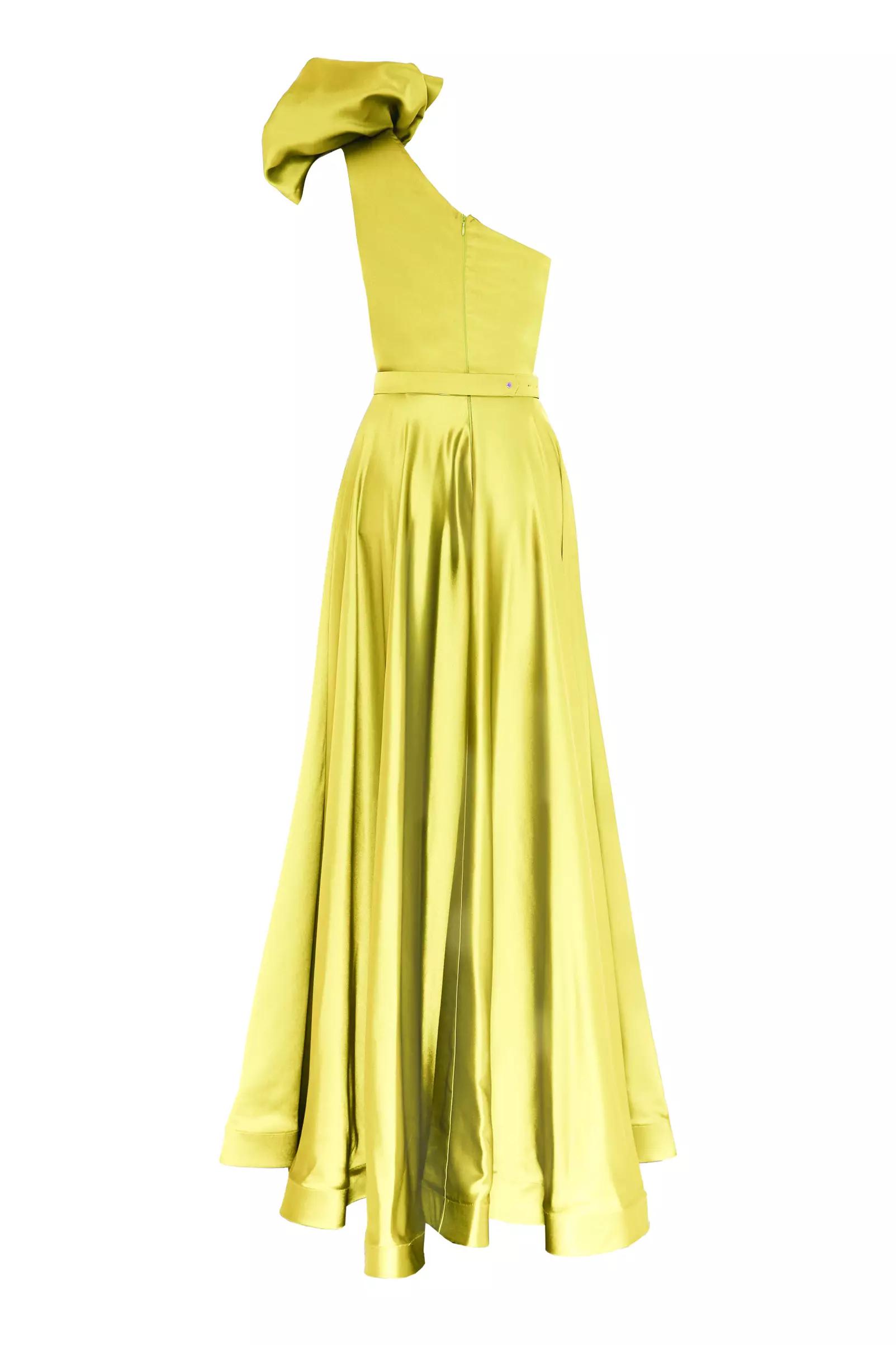 Peanut Green Satin Sleeveless Maxi Dress