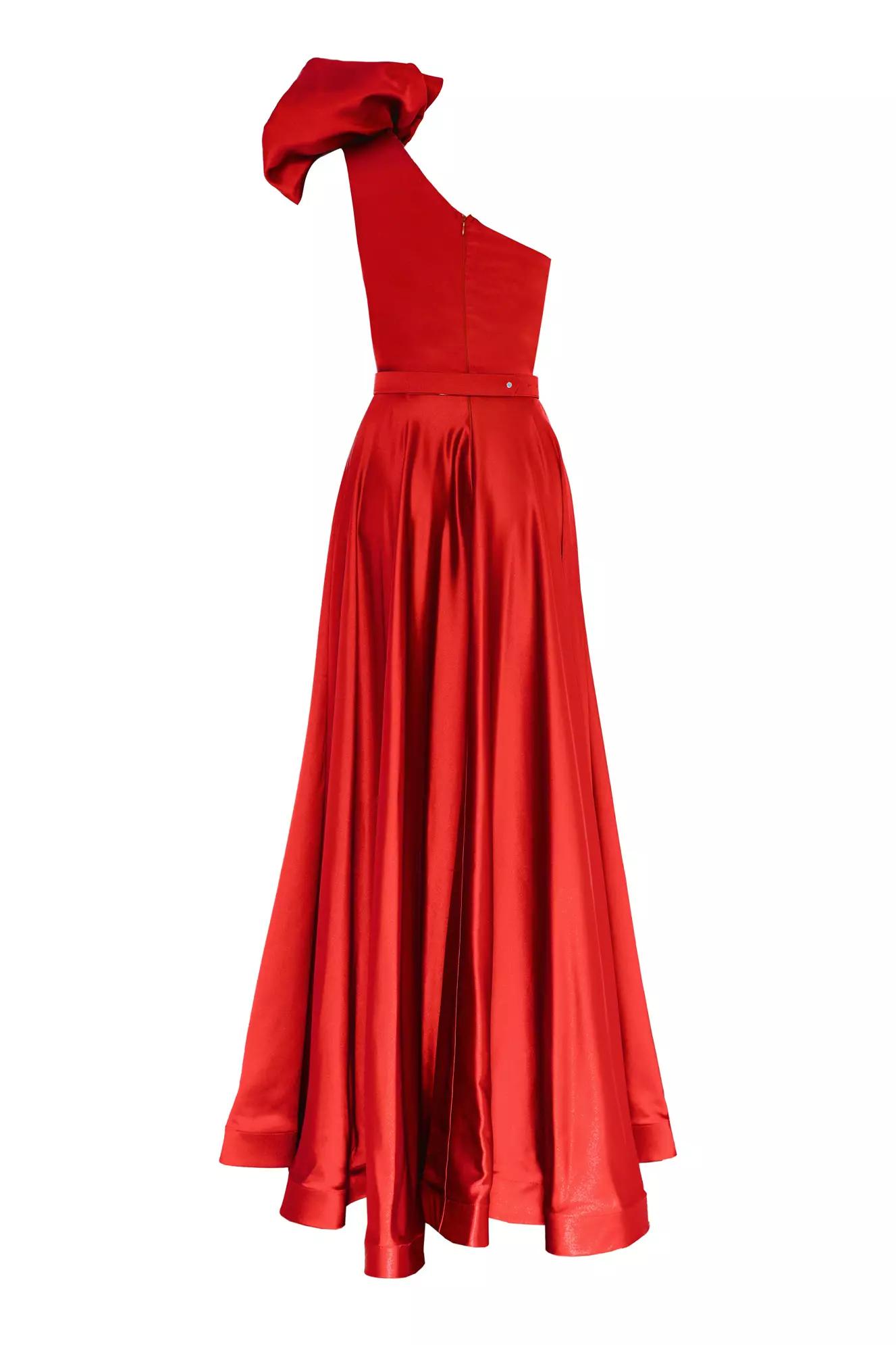 Red satin sleeveless maxi dress