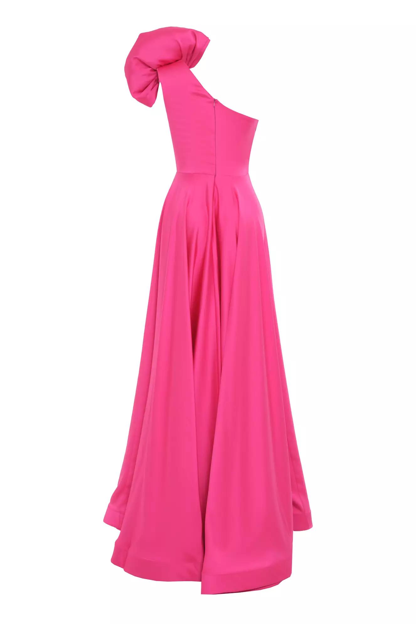 Fuchsia satin sleeveless maxi dress