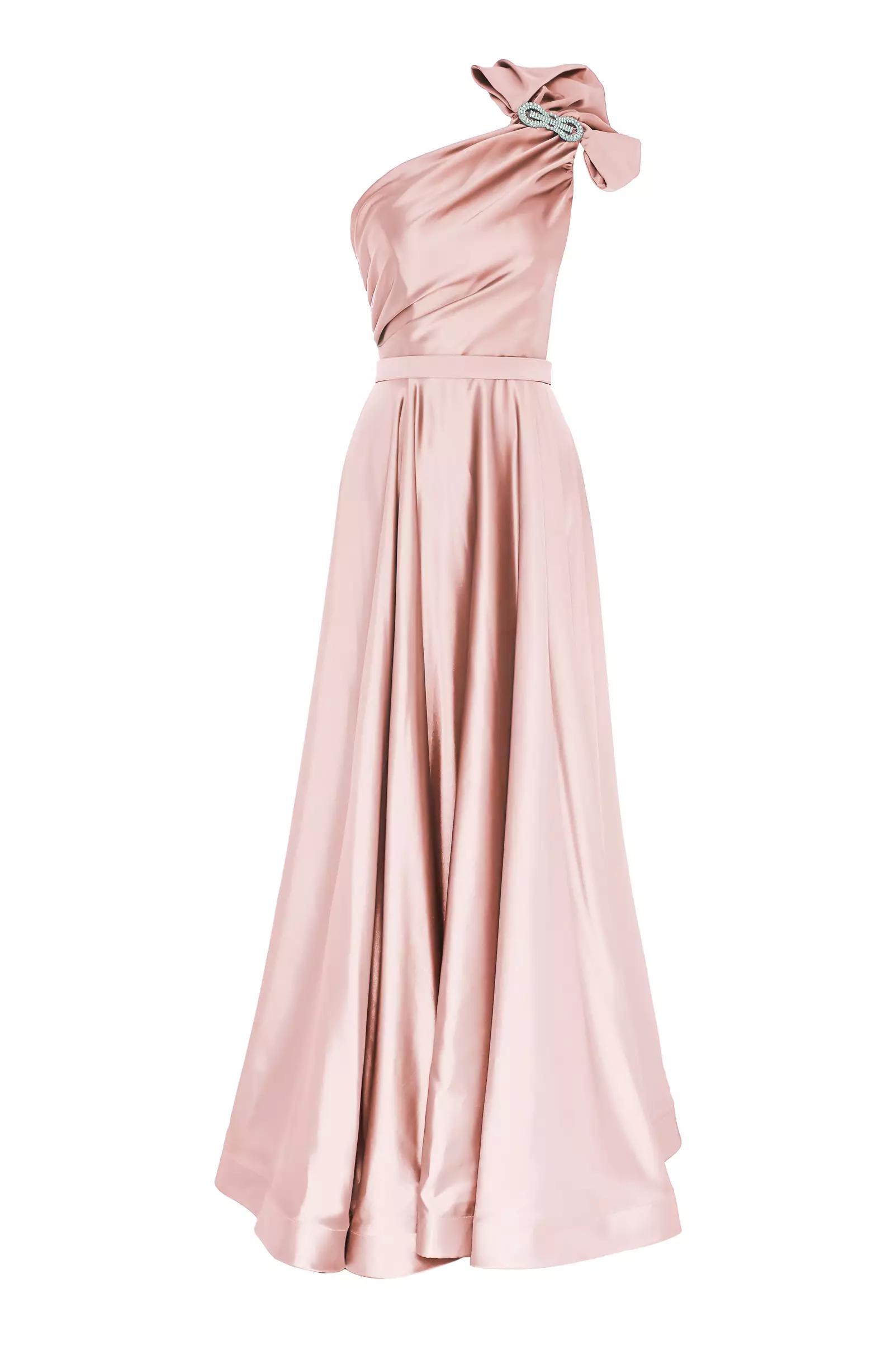 Blush satin sleeveless maxi dress