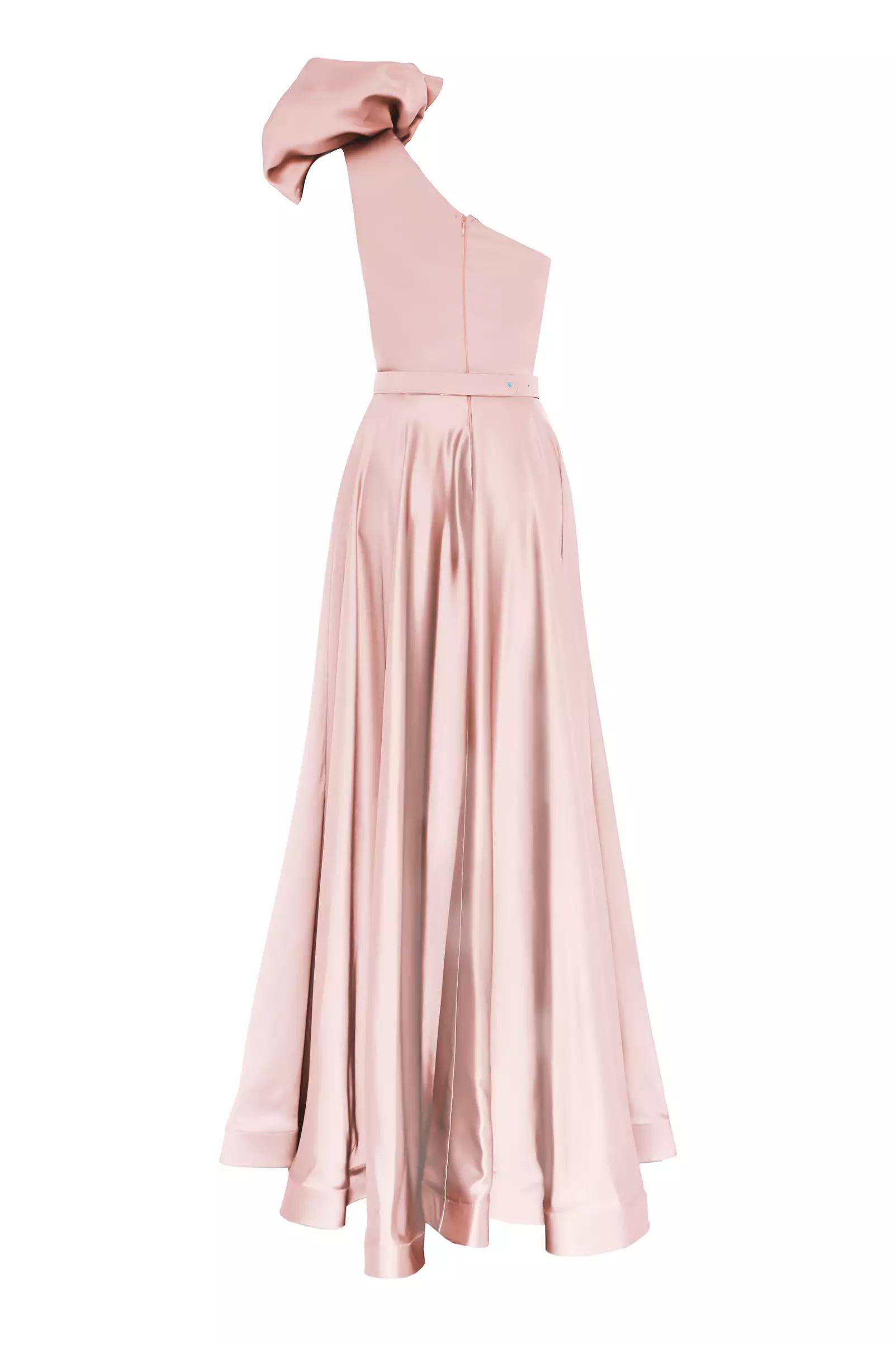 Blush satin sleeveless maxi dress