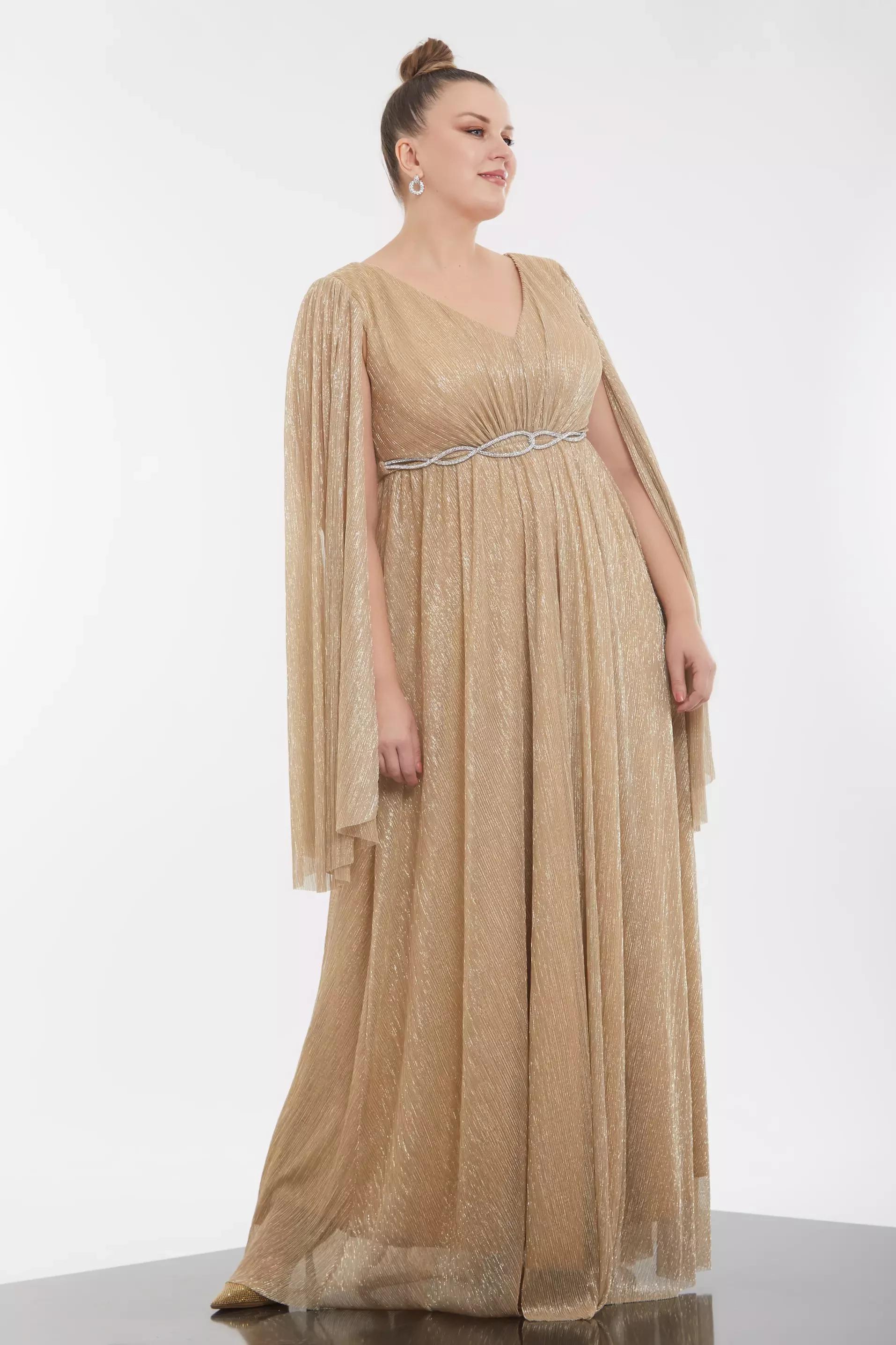 Gold plus size moonlight long sleeve maxi dress