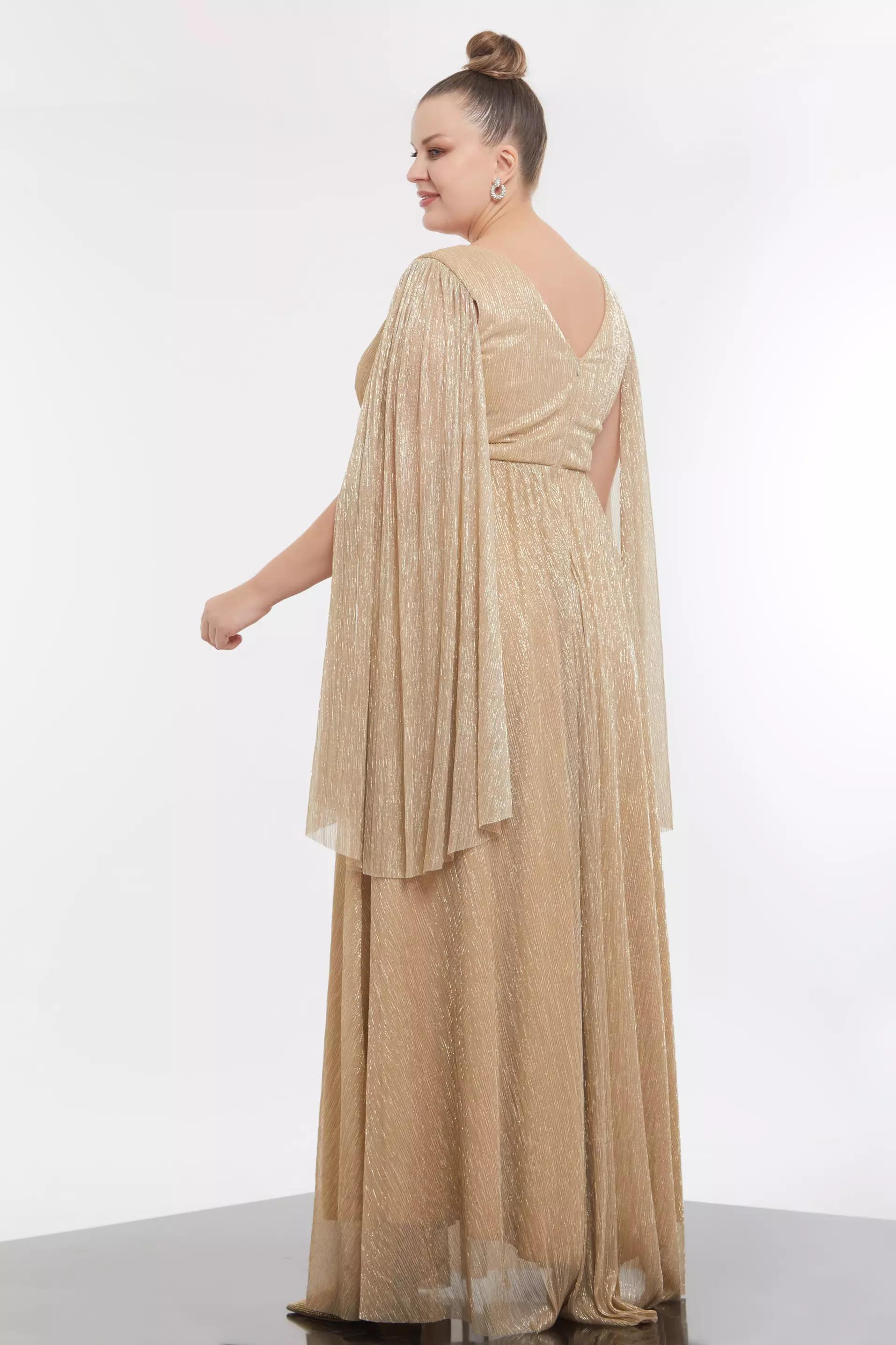 Gold plus size moonlight long sleeve maxi dress