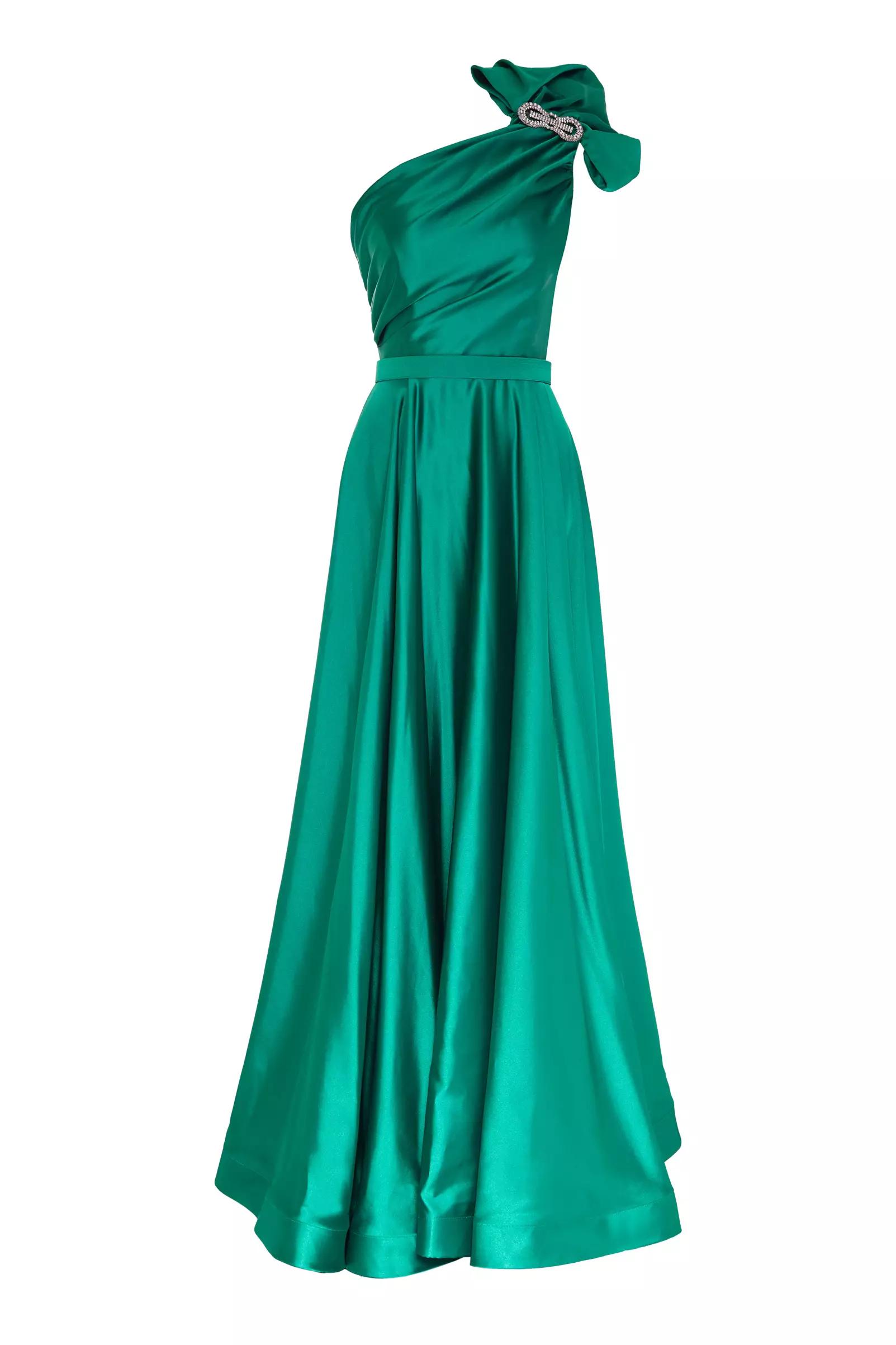 Green Satin Sleeveless Maxi Dress