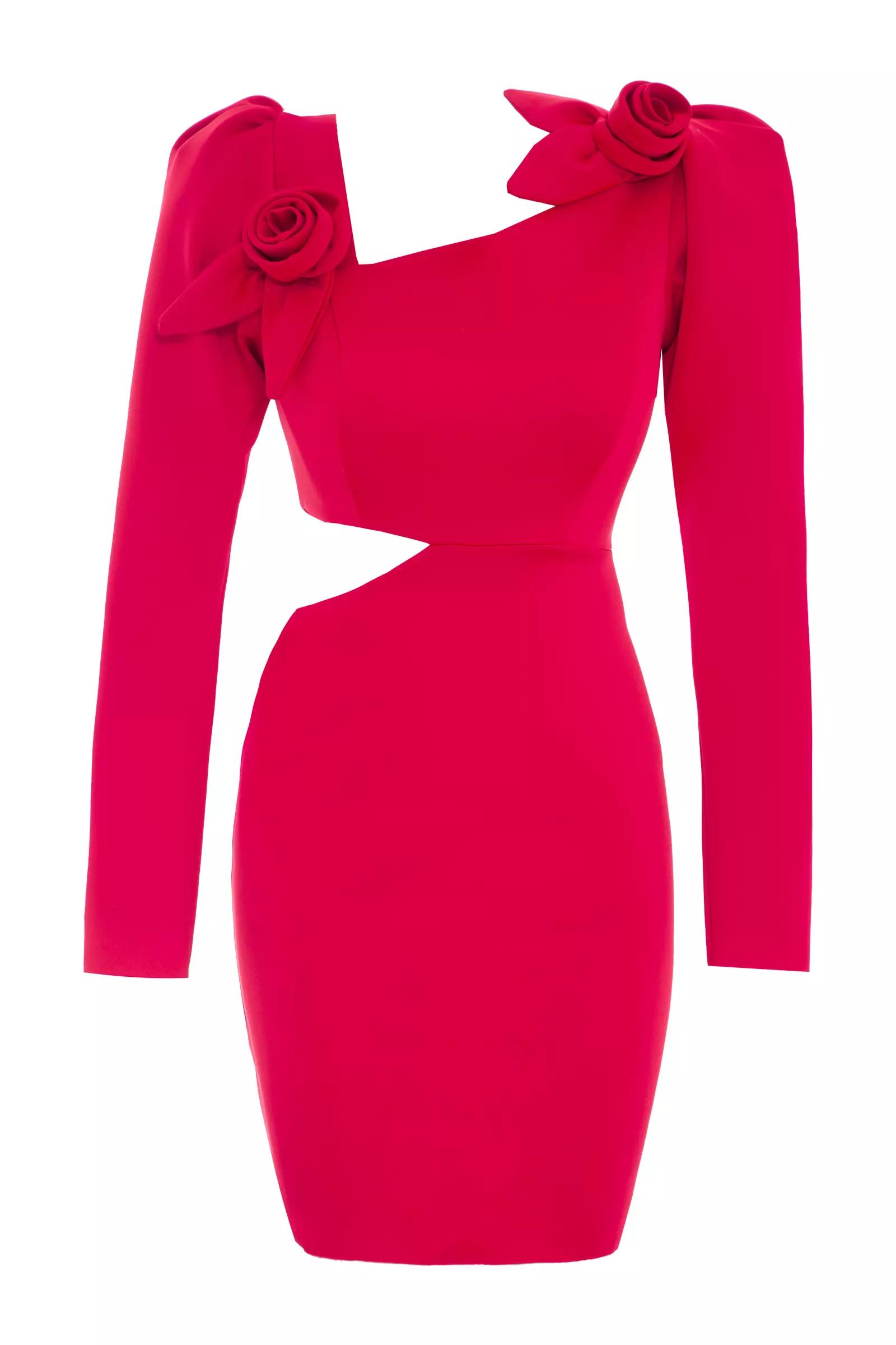 Fuchsia wowen long sleeve mini dress