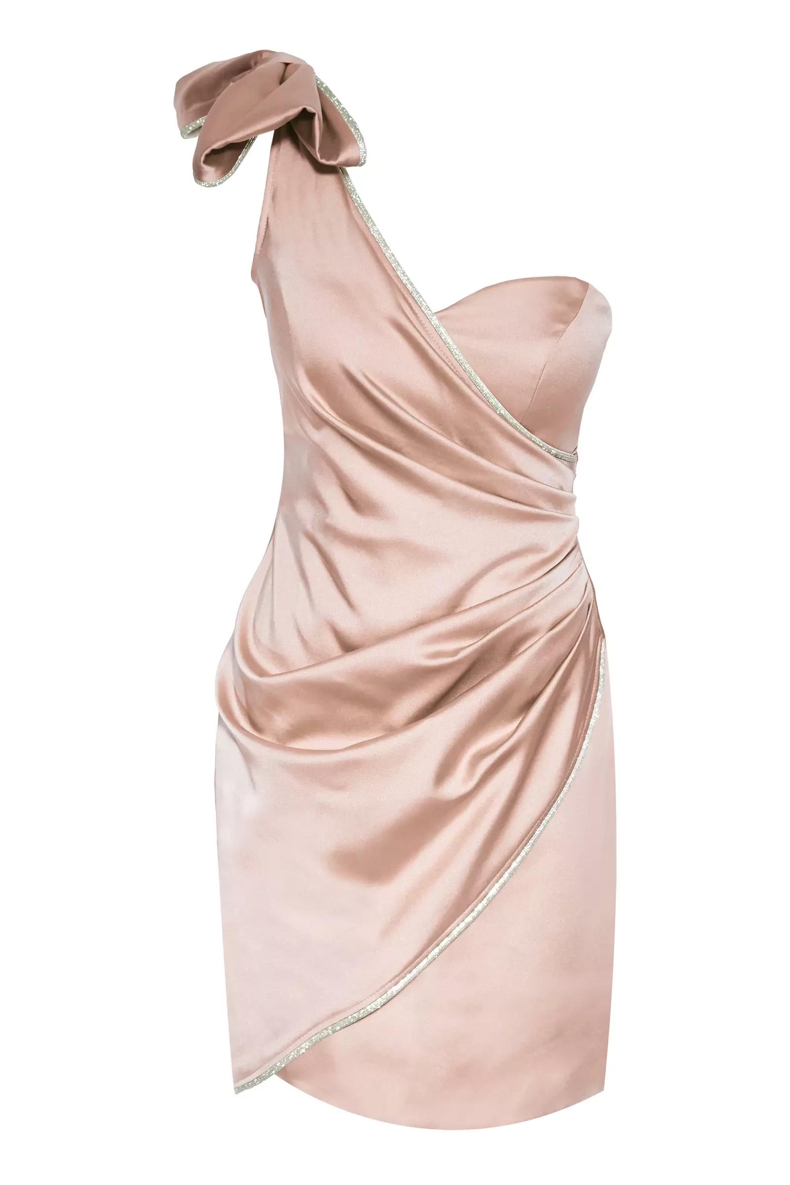 Beige plus size satin sleeveless mini dress