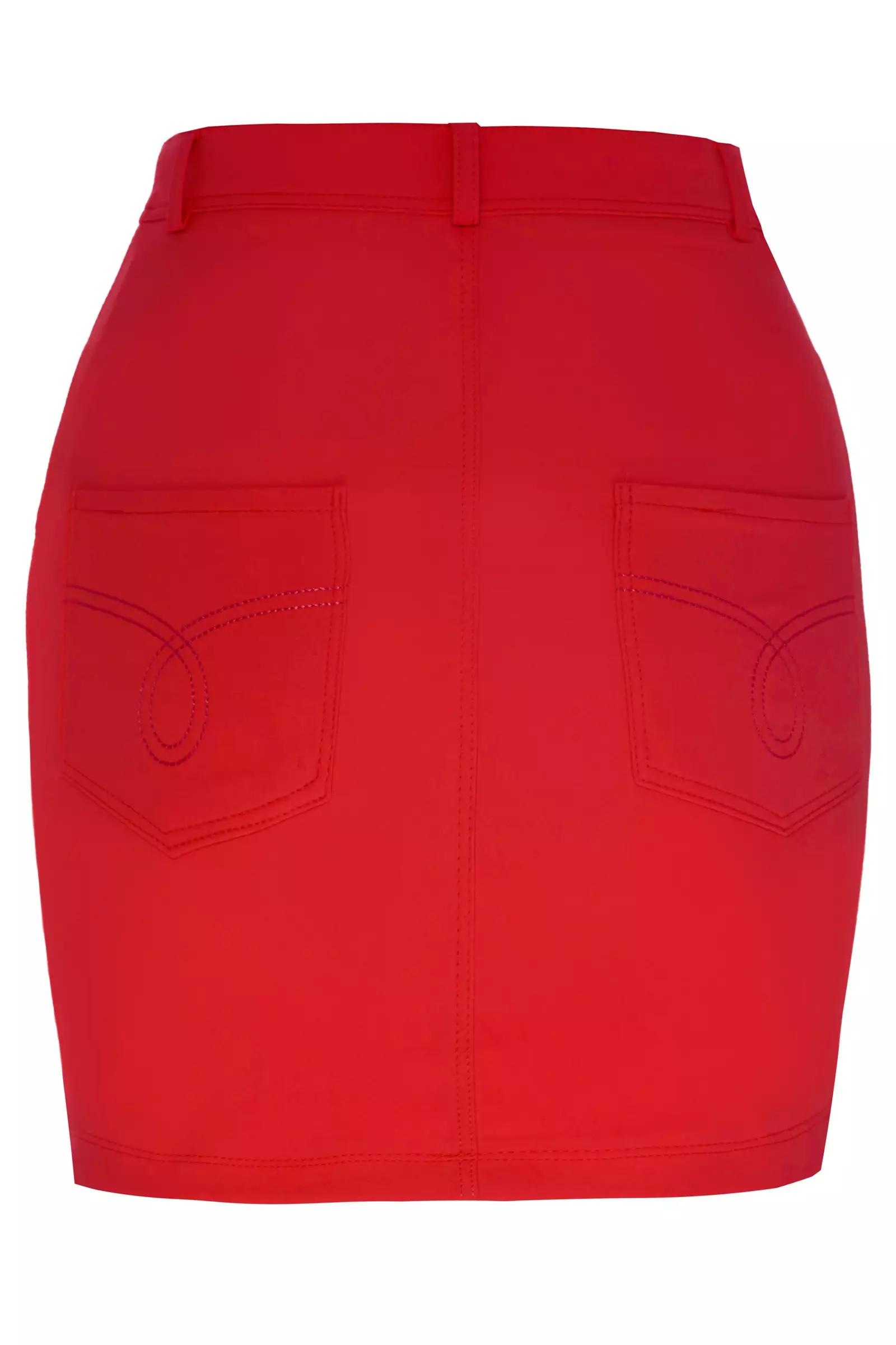 Red crepe mini skirt