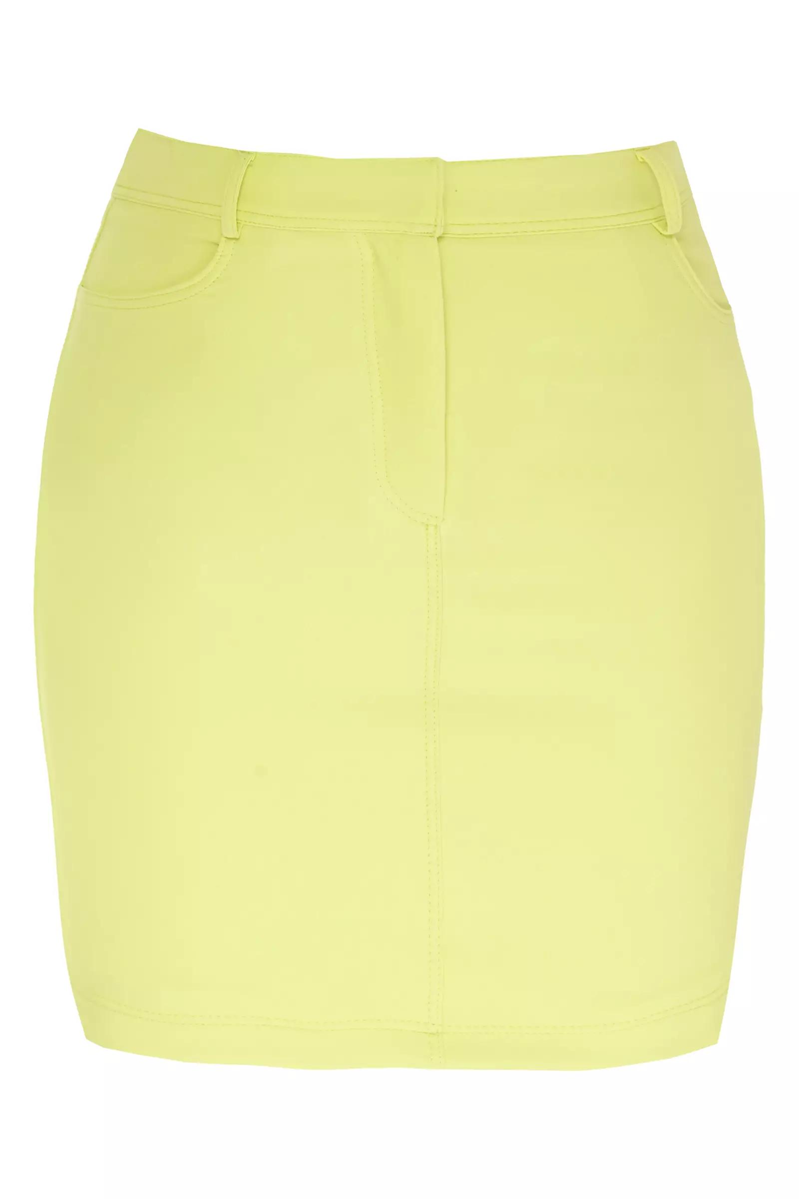 Pistachio green crepe mini skirt