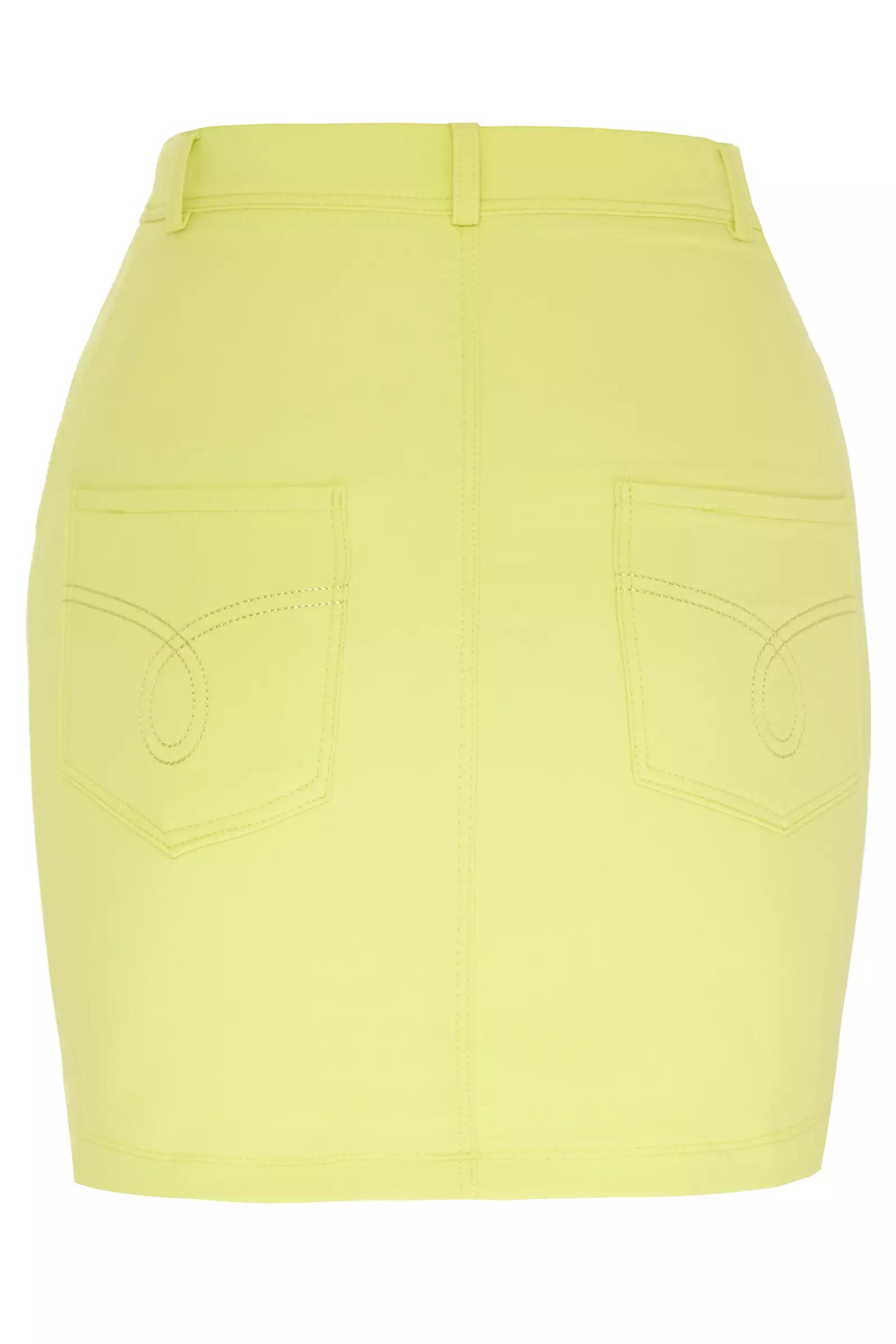 Pistachio green crepe mini skirt