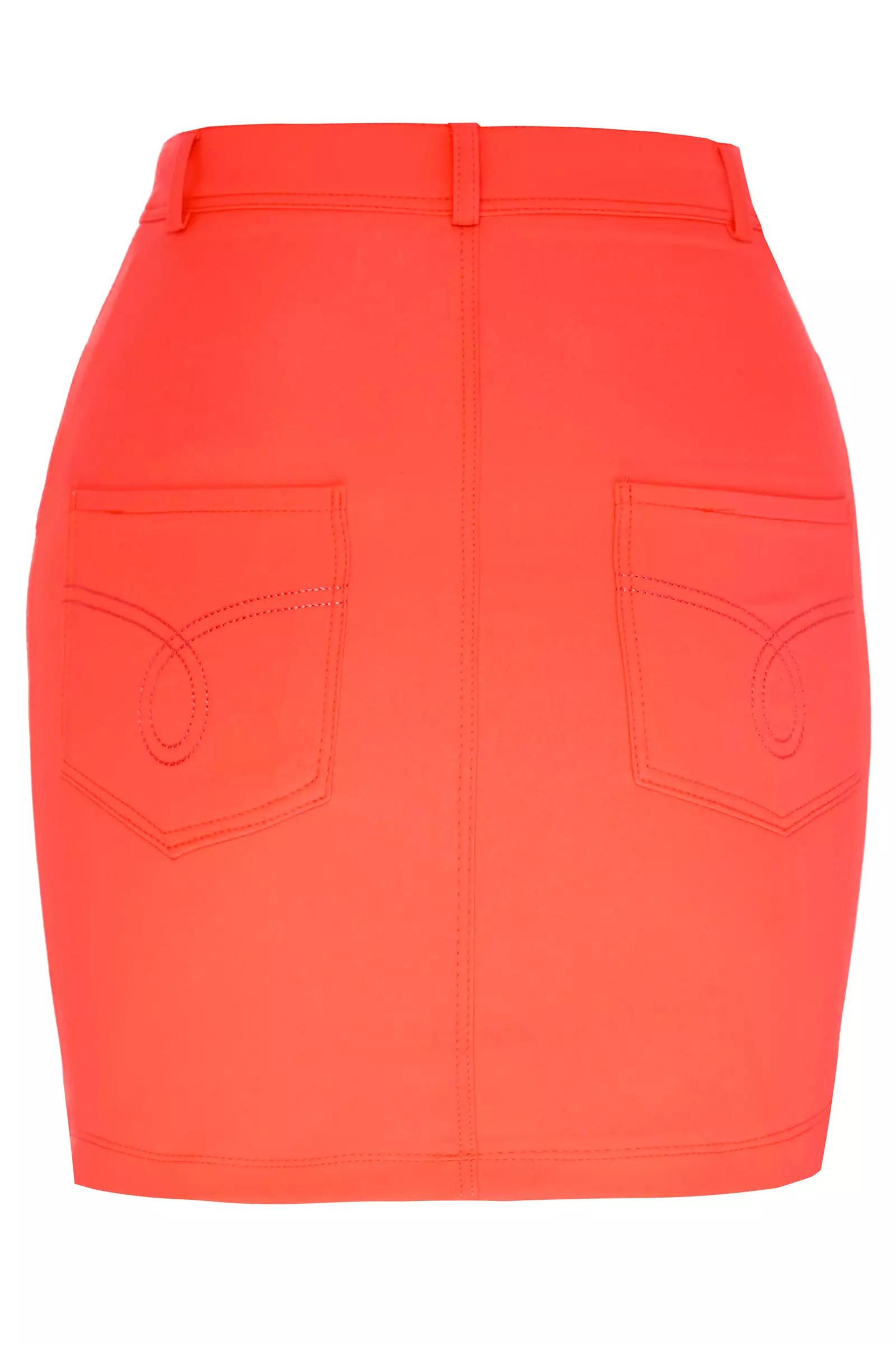 Coral crepe mini skirt