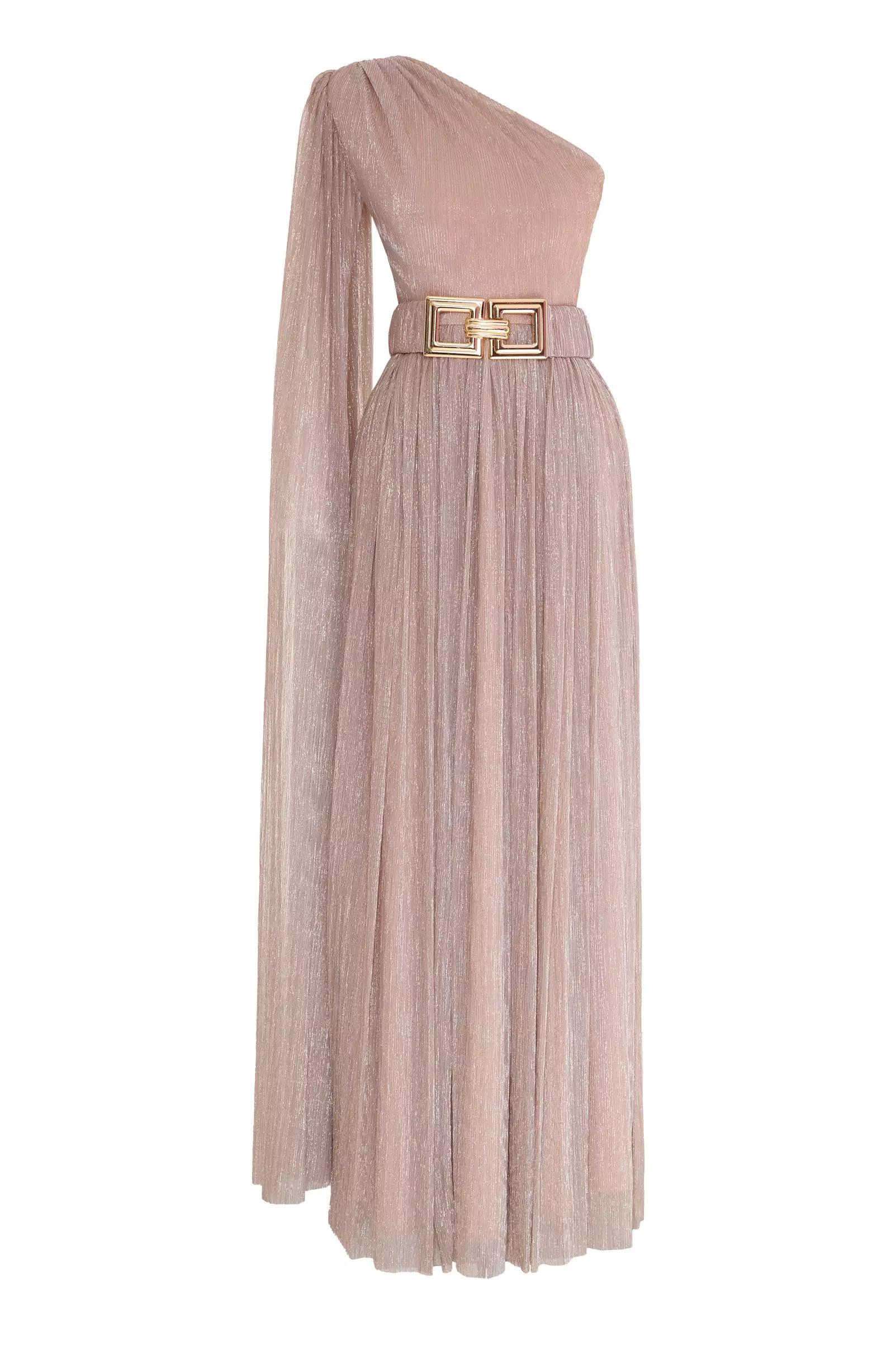 Blush moonlight one arm maxi dress