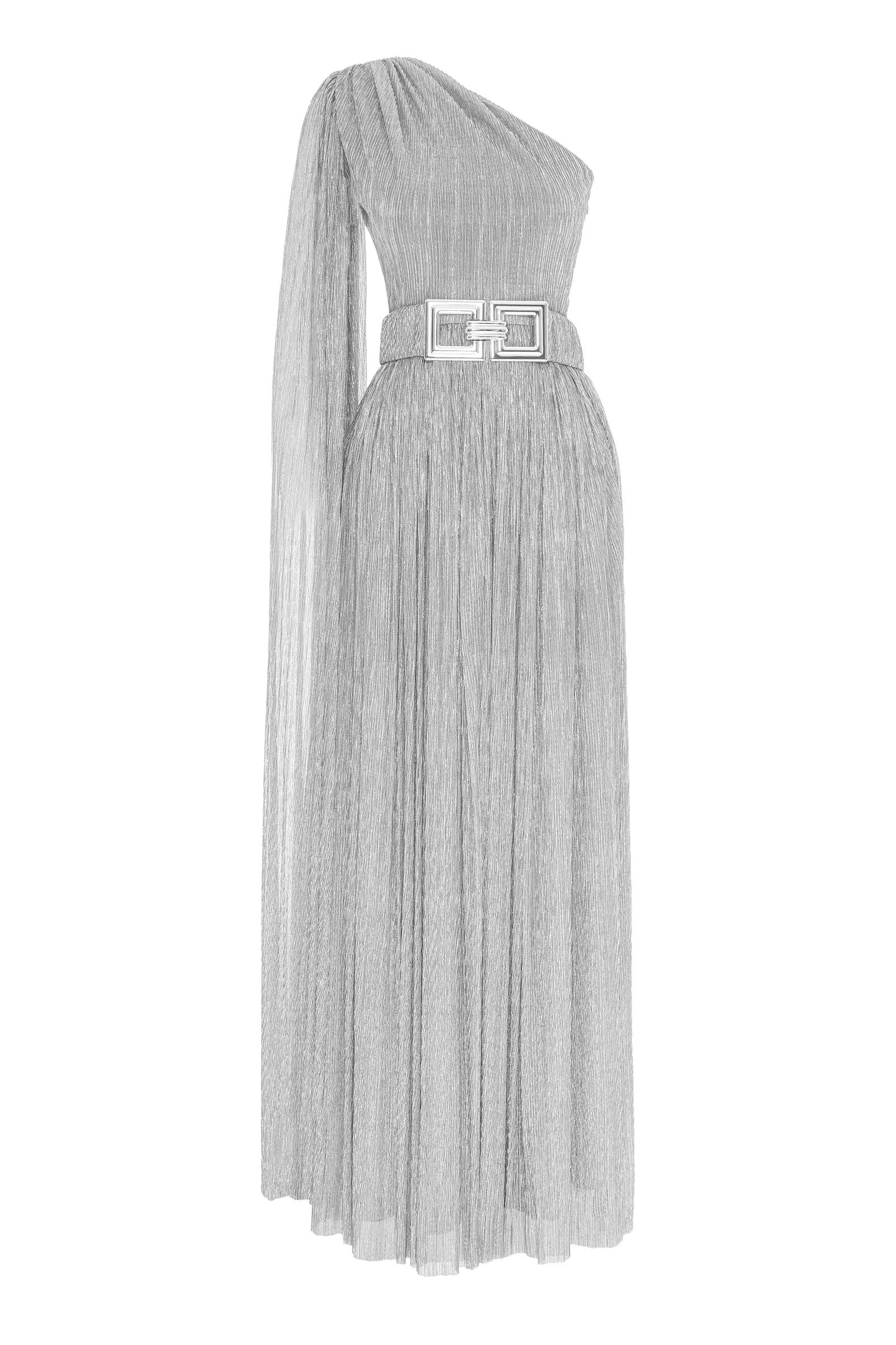 Silver moonlight one arm maxi dress