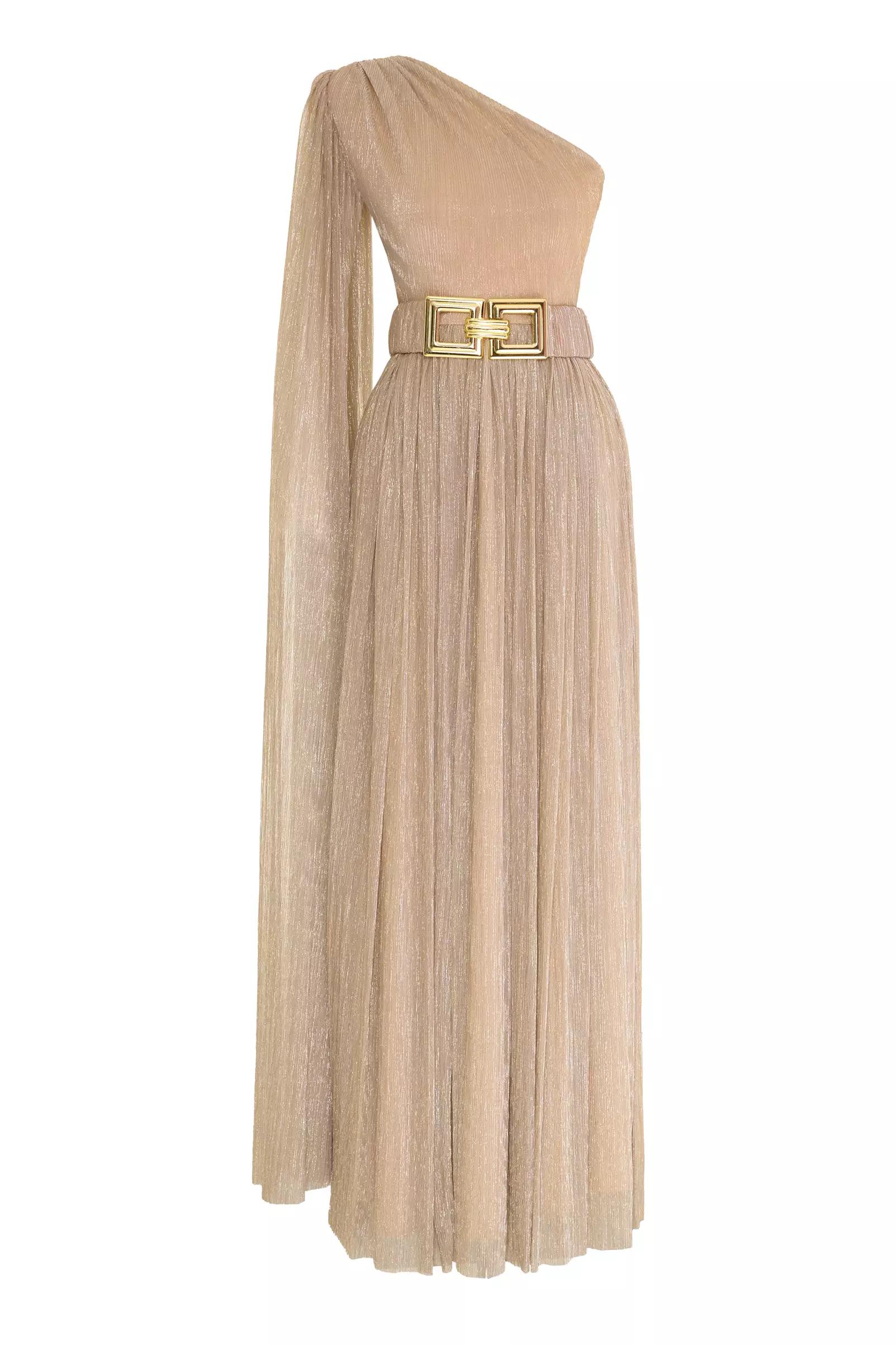 Gold moonlight one arm maxi dress