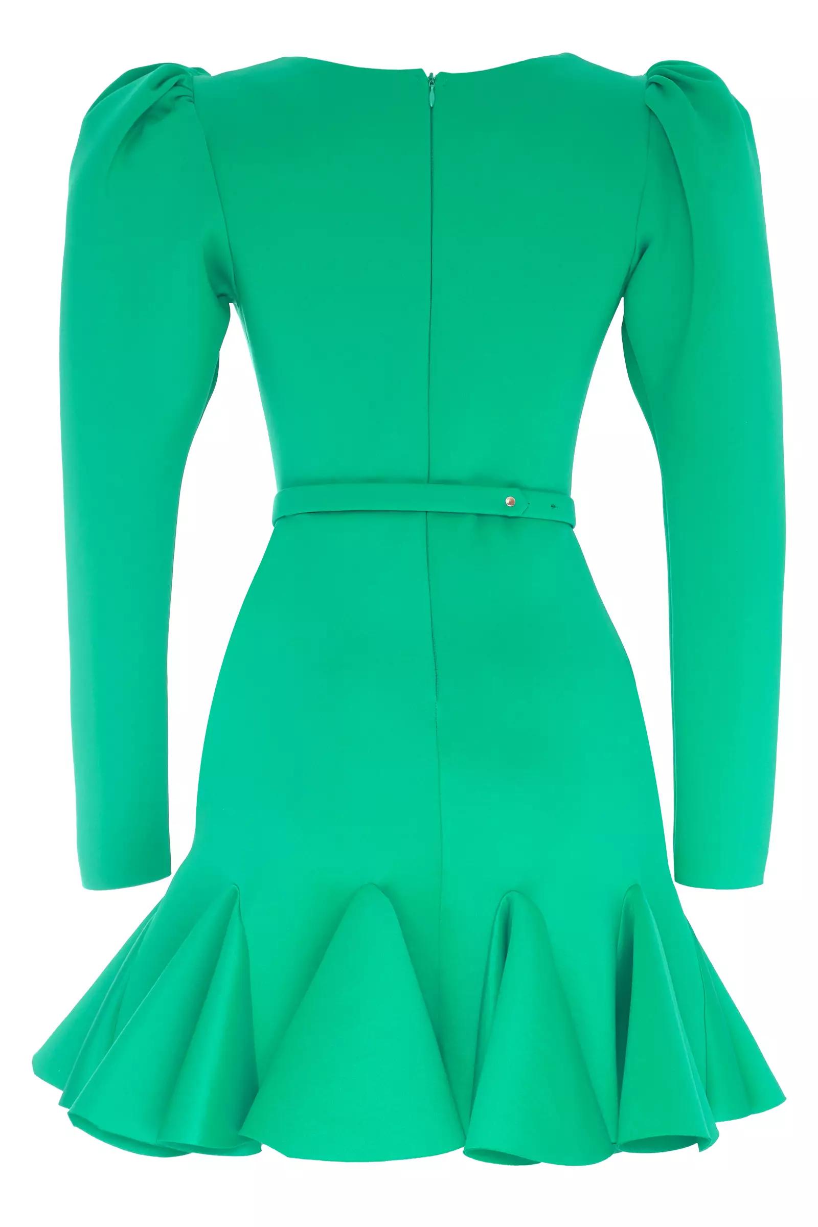 Green wowen long sleeve mini dress