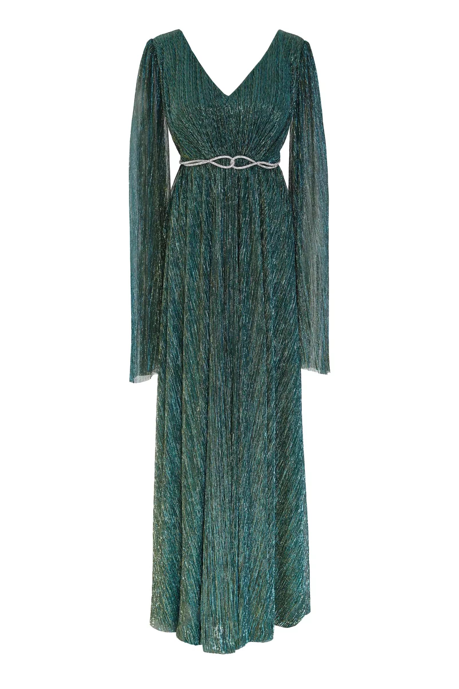 Green plus size moonlight long sleeve maxi dress