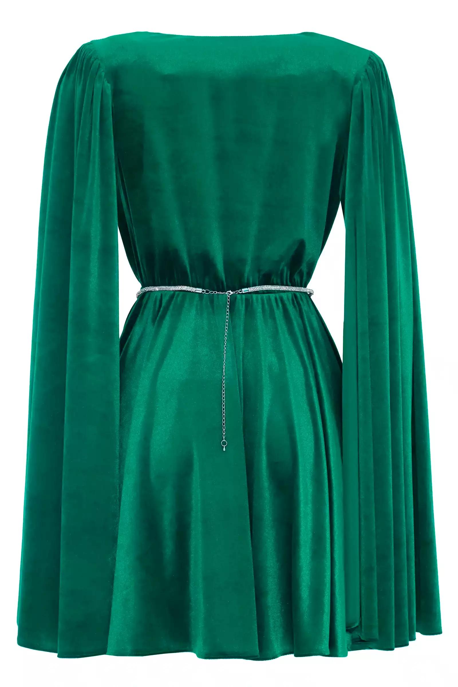 Green velvet long sleeve midi dress