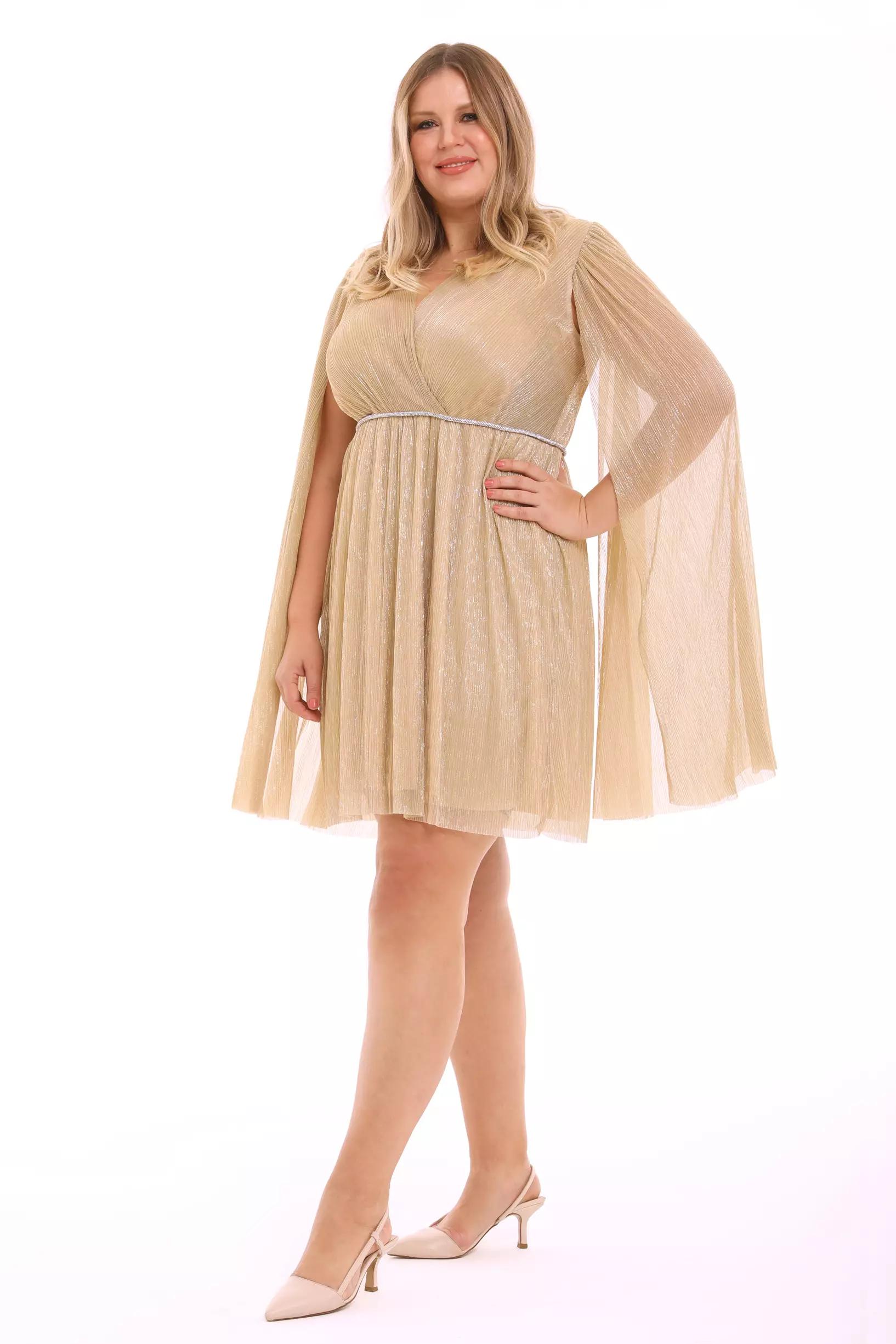 Gold plus size moonlight long sleeve mini dress