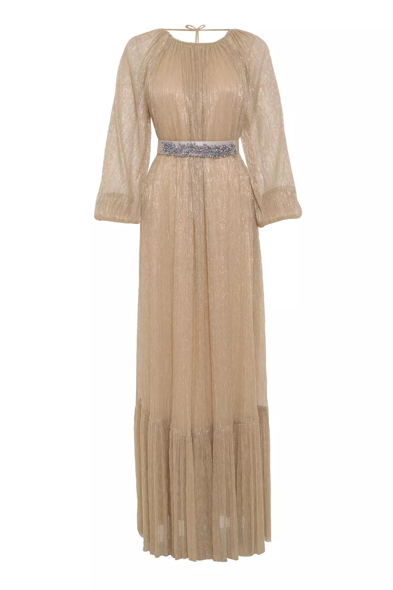 Gold sparky long sleeve long dress