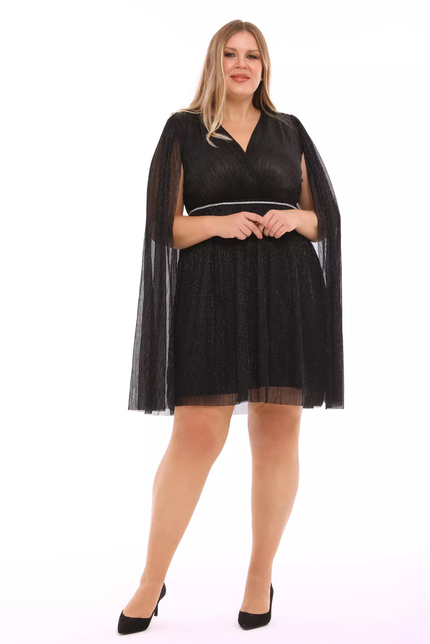 Black plus size moonlight long sleeve mini dress