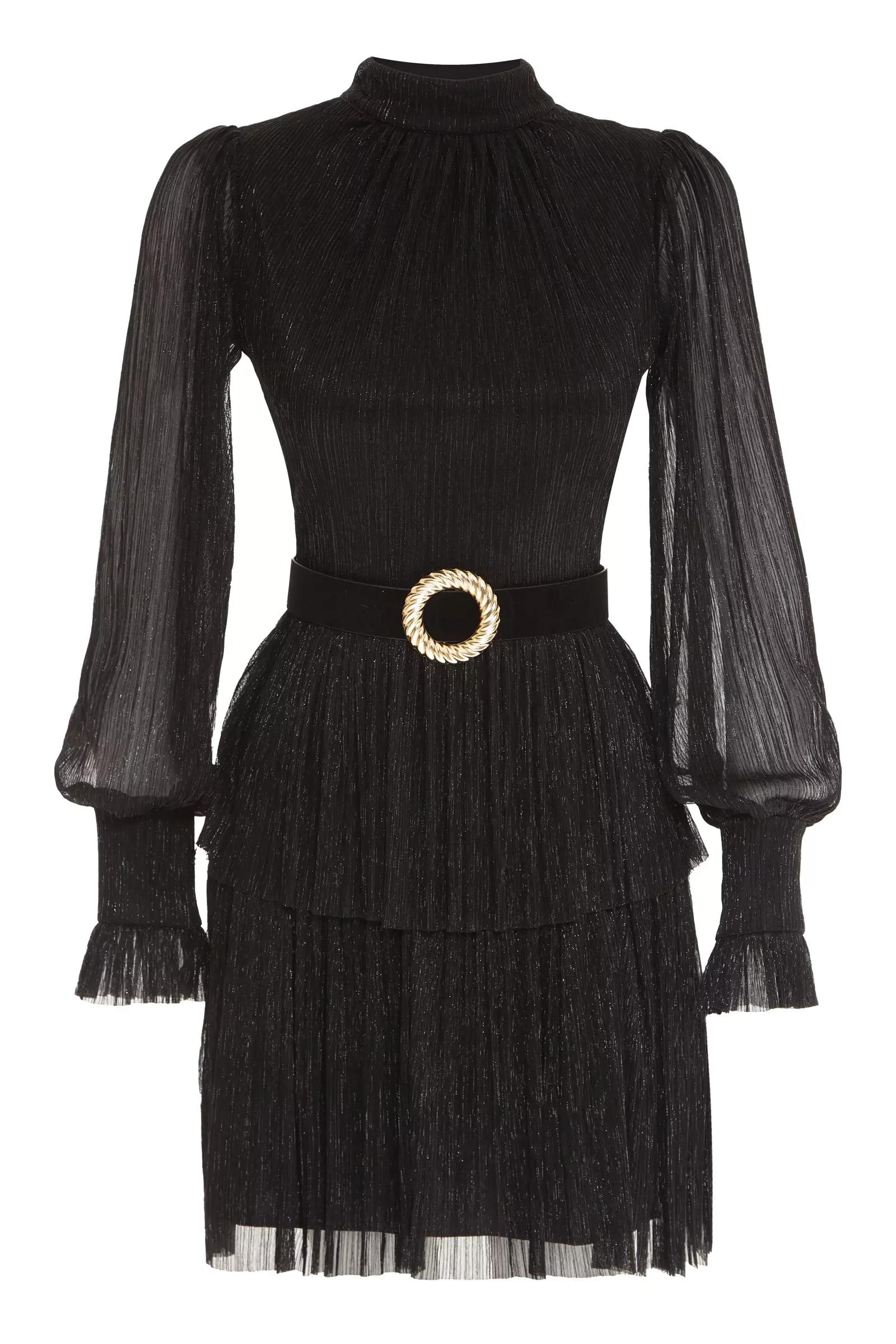 Black moonlight long sleeve mini dress