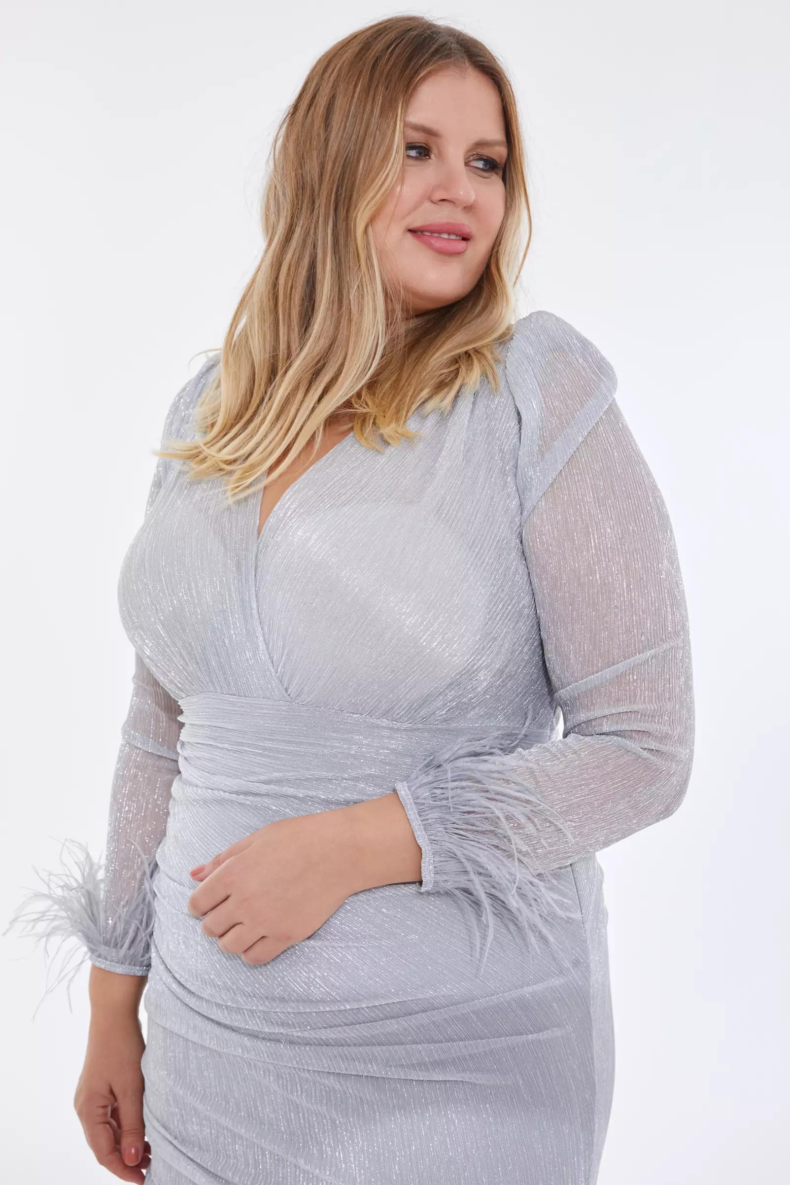 Silver plus size moonlight long sleeve maxi dress