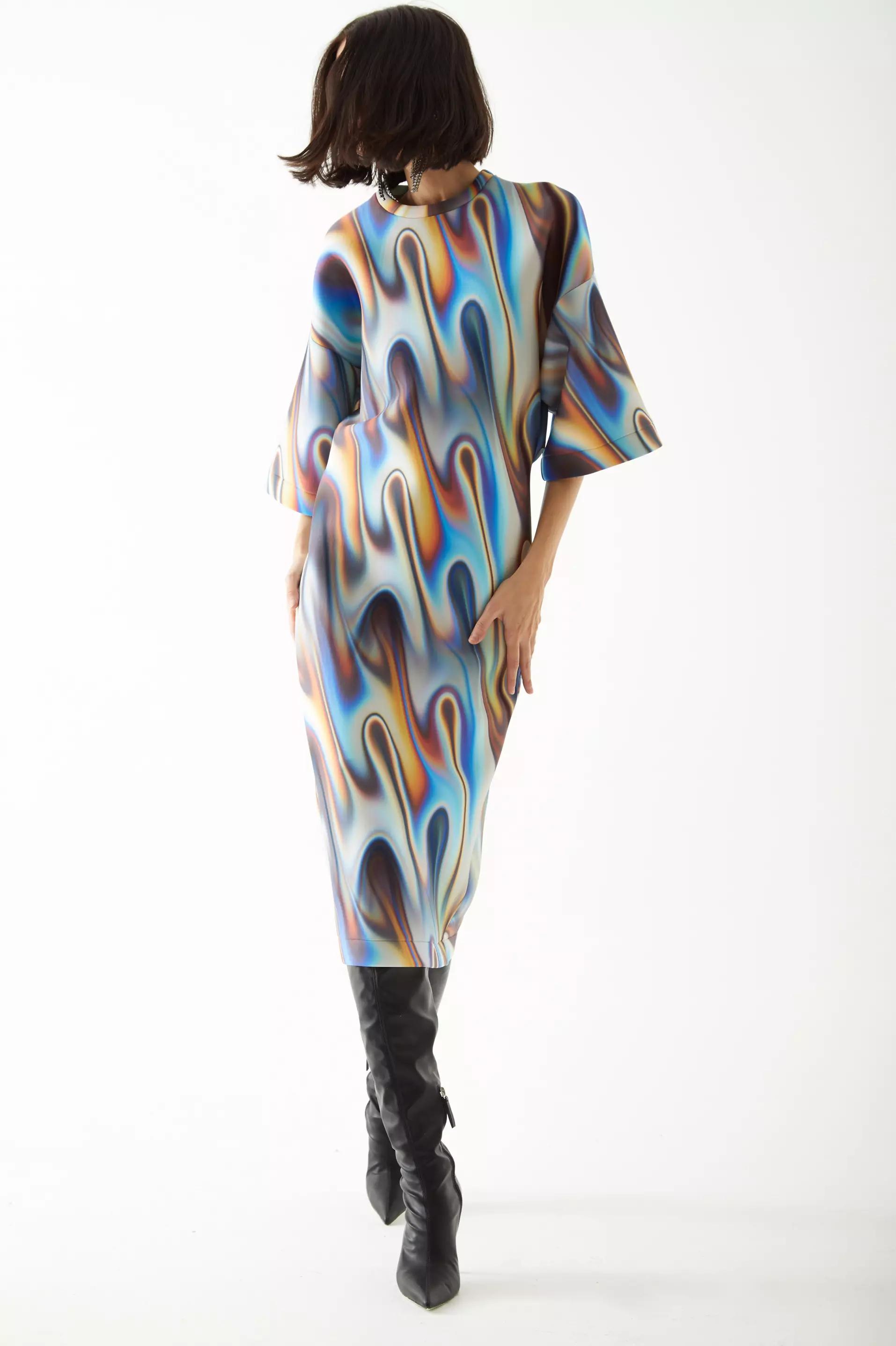 Printed dalgic long sleeve maxi dress