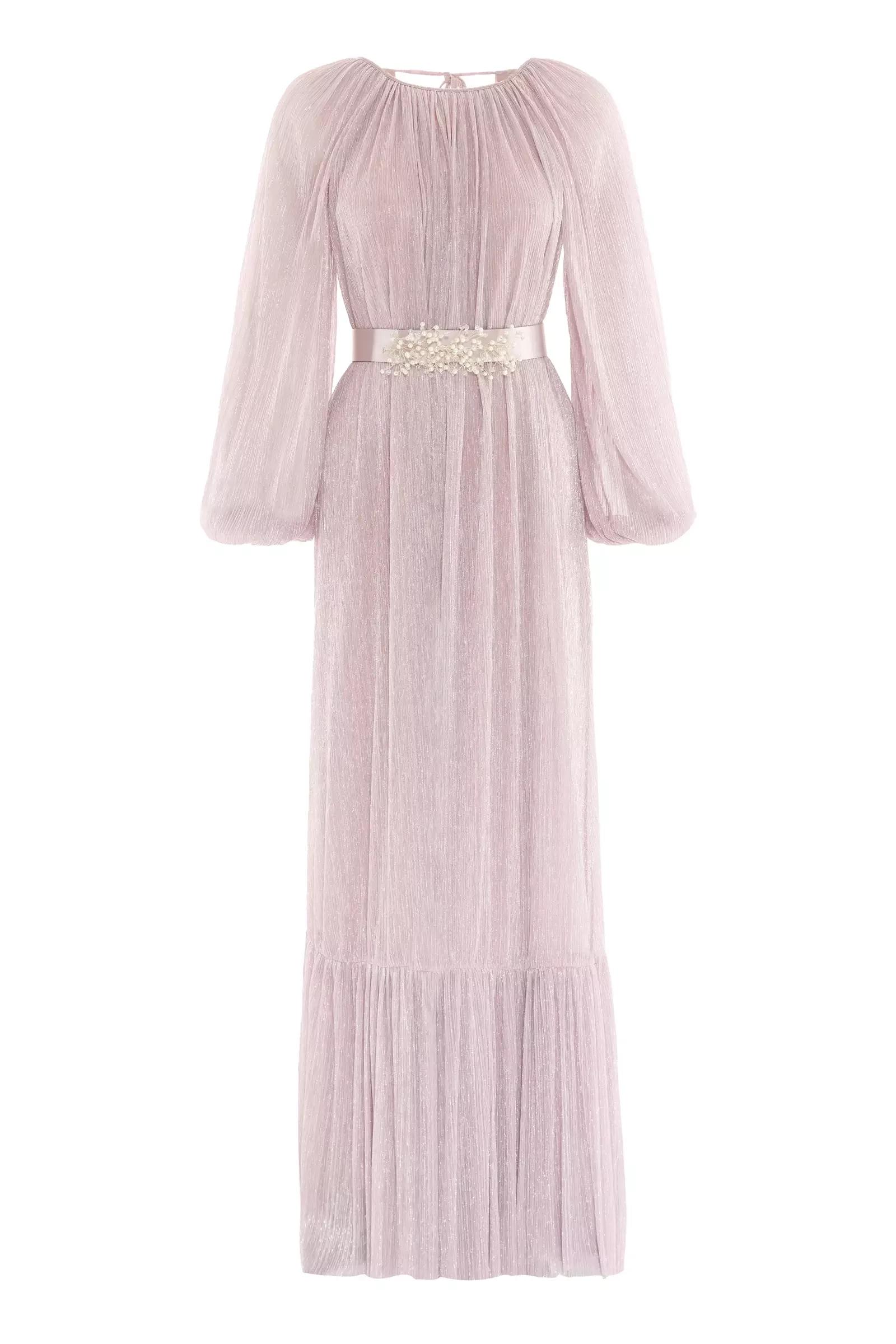 Blush sparky long sleeve long dress