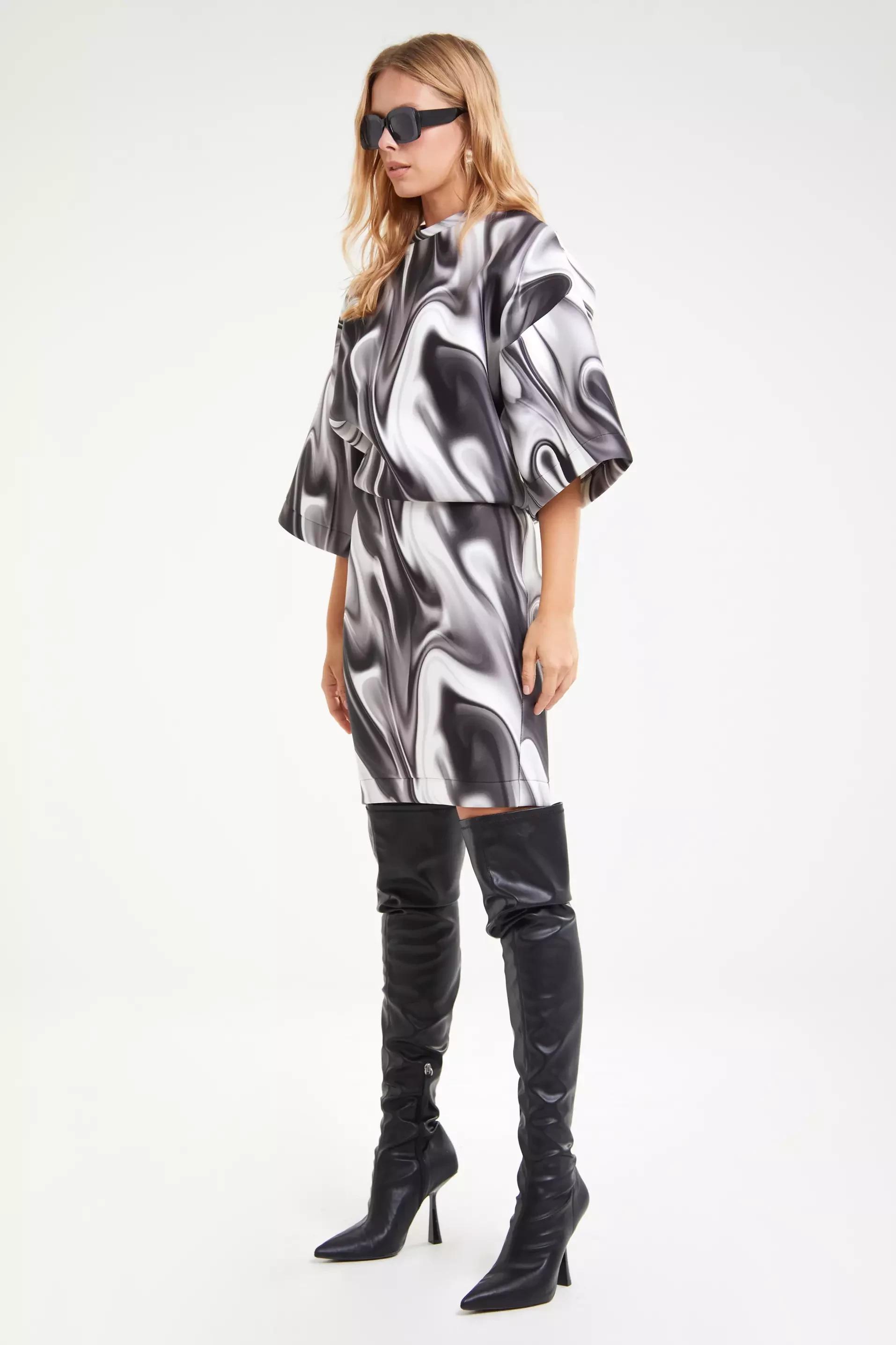 Printed dalgic long sleeve maxi dress