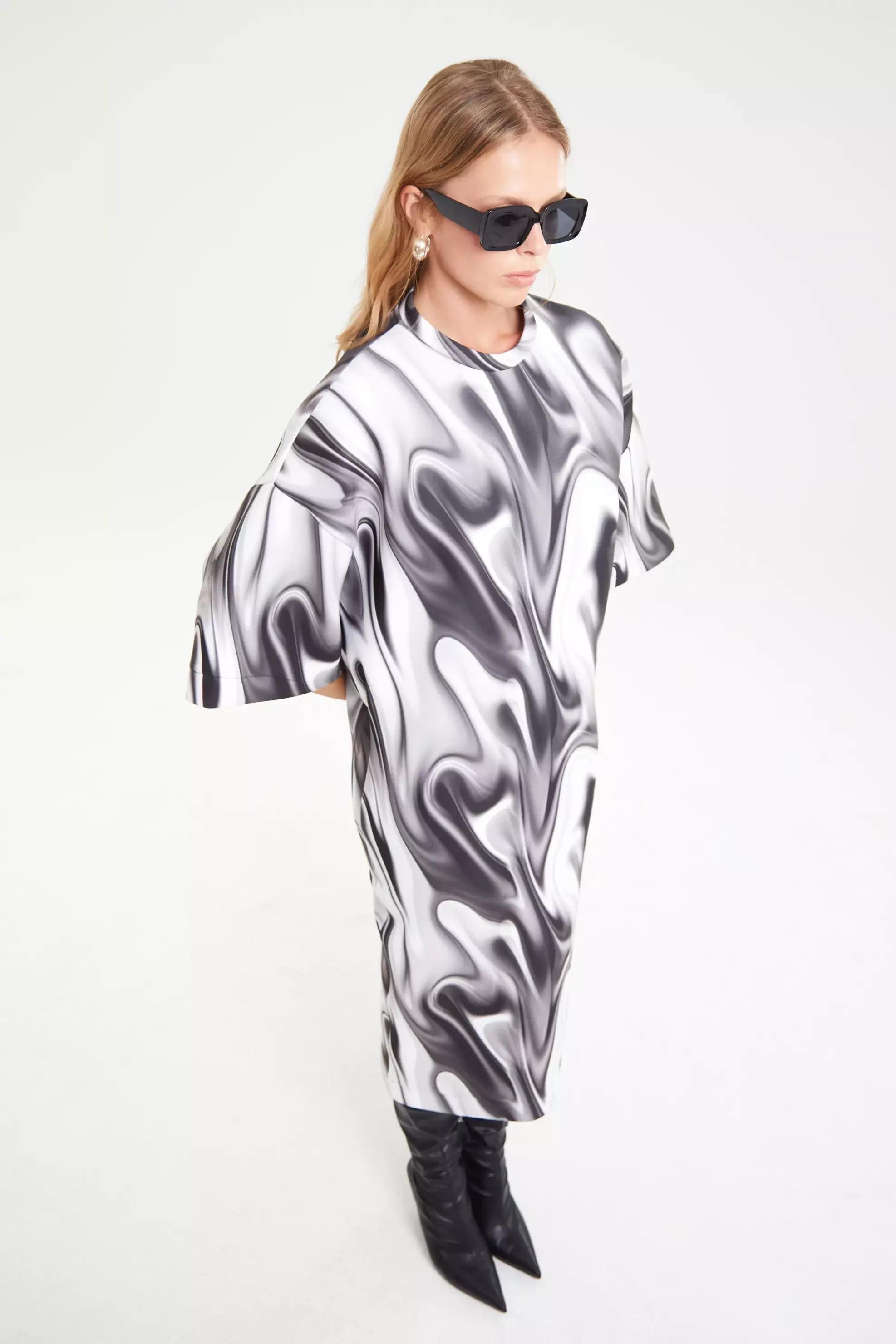 Printed dalgic long sleeve maxi dress