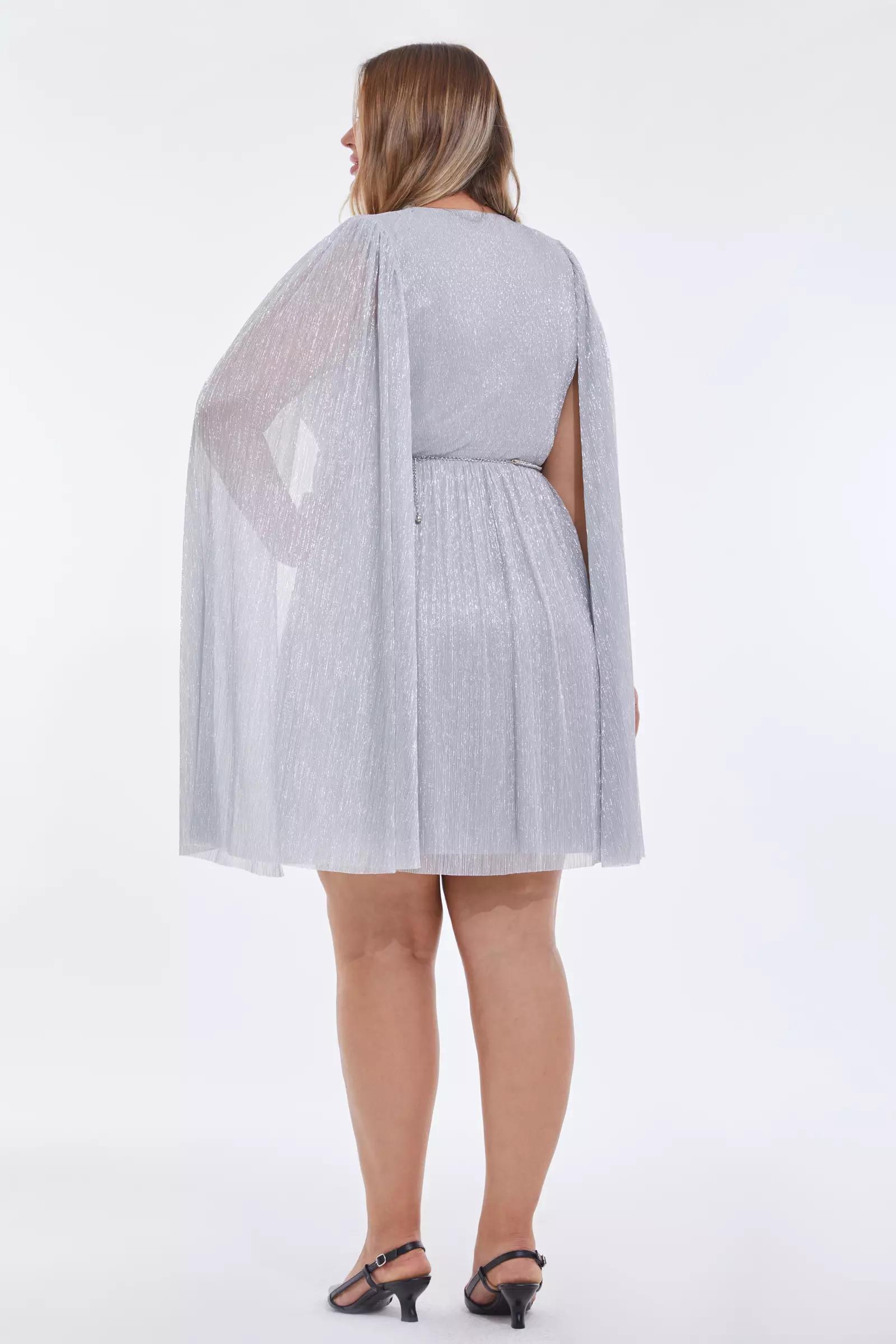 Silver plus size moonlight long sleeve mini dress