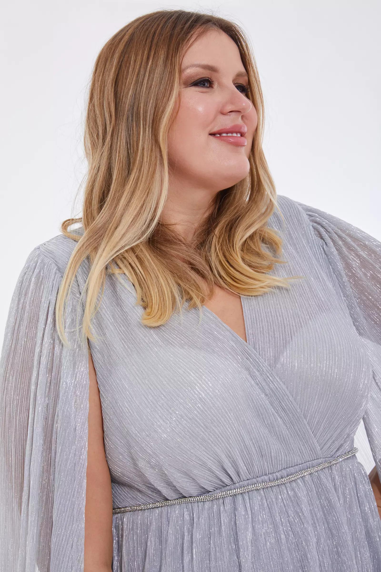 Silver plus size moonlight long sleeve mini dress