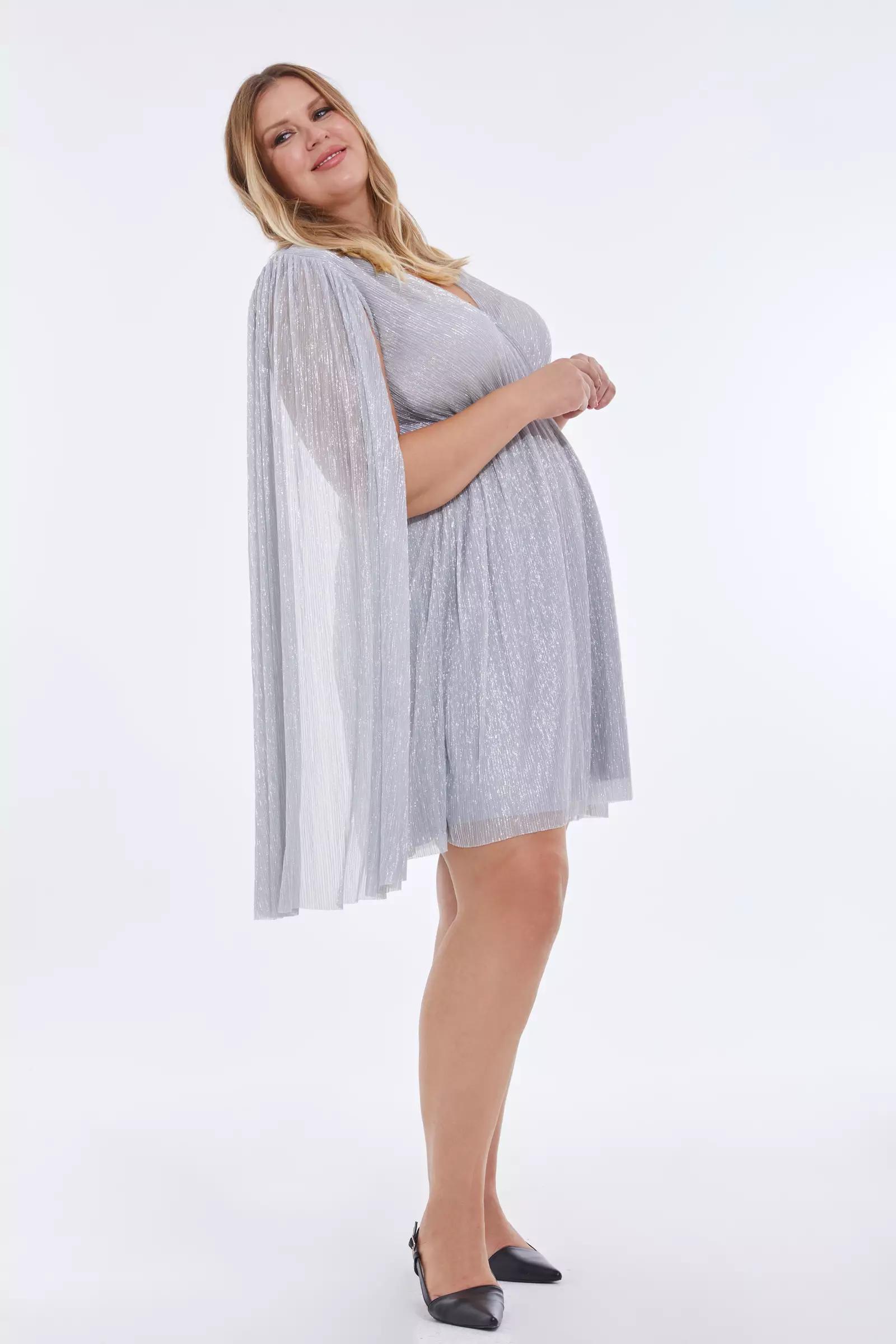 Silver plus size moonlight long sleeve mini dress