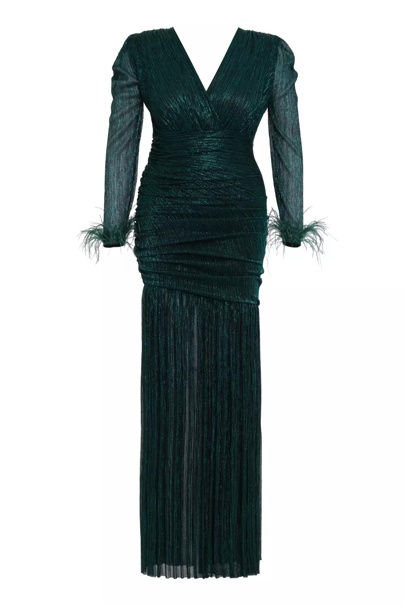 Green plus size moonlight long sleeve maxi dress