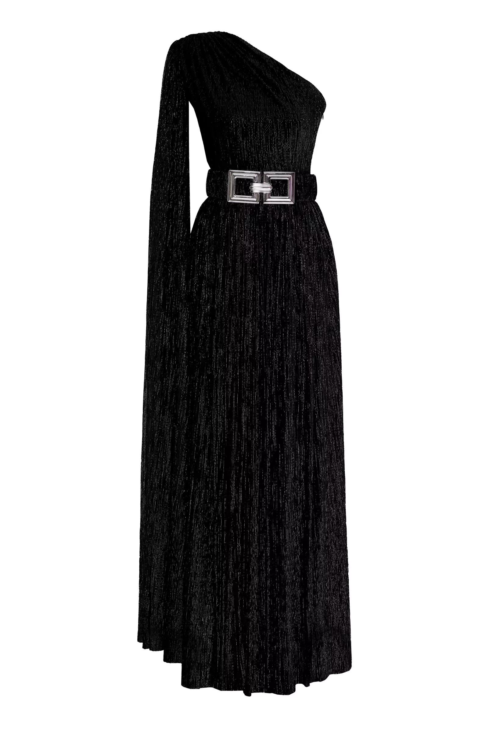 Black moonlight one arm maxi dress