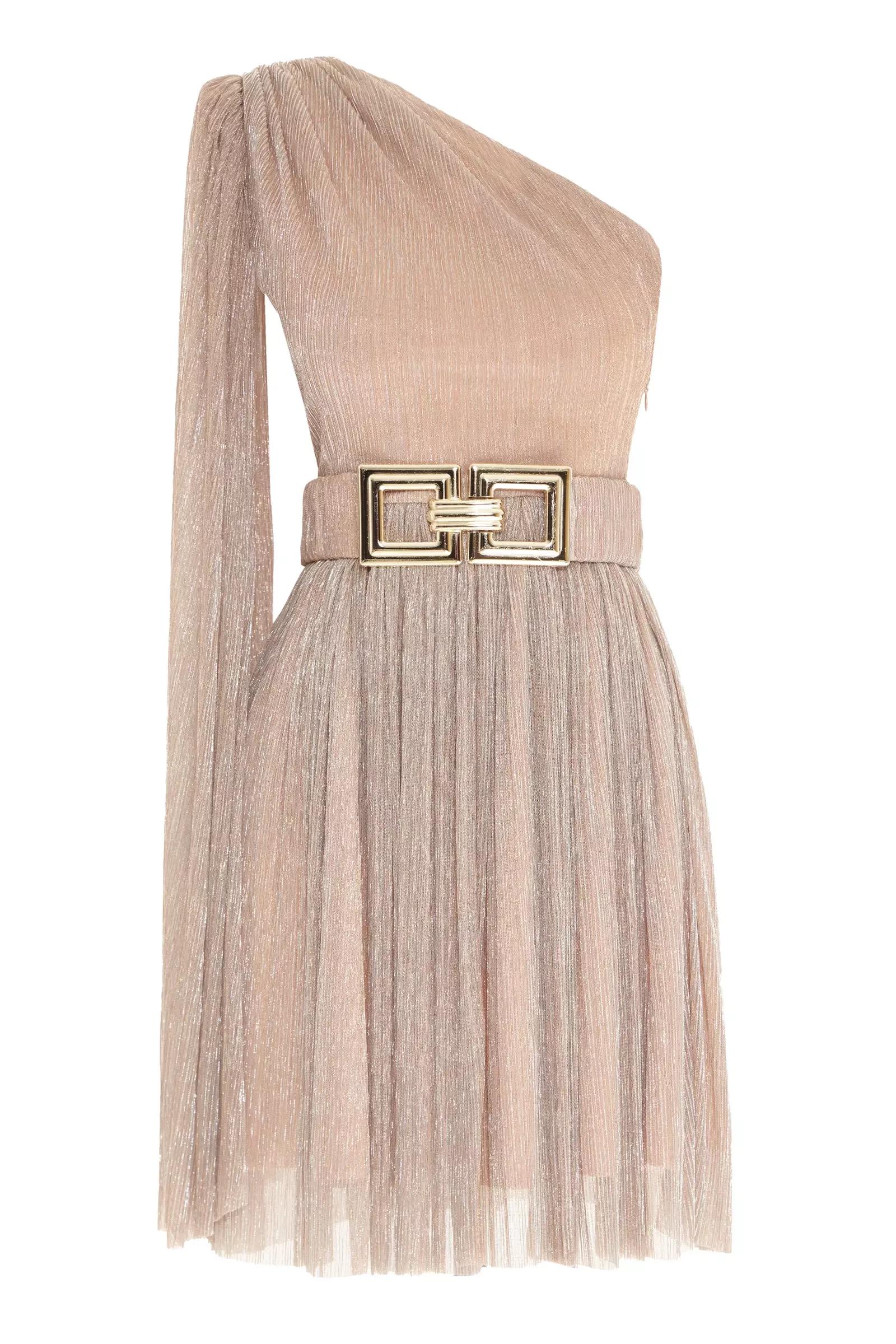 Blush moonlight one arm mini dress