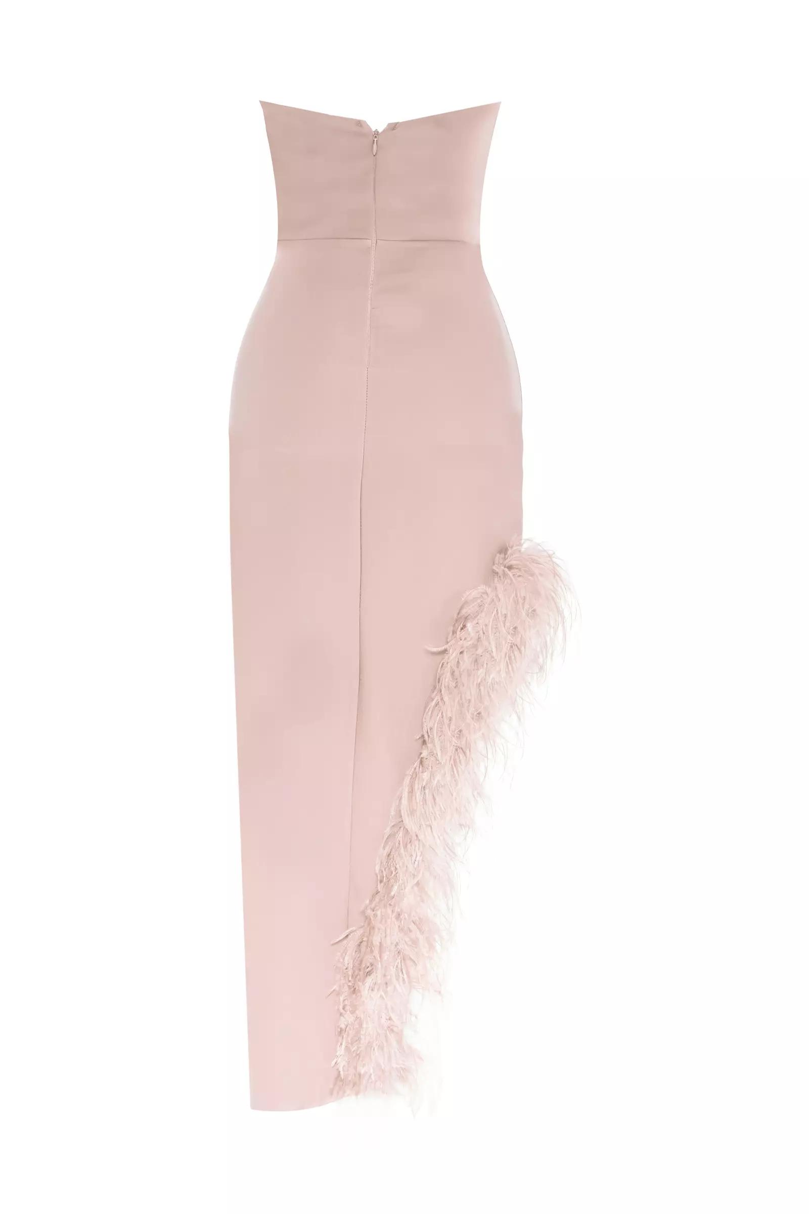 Blush crepe strapless long dress